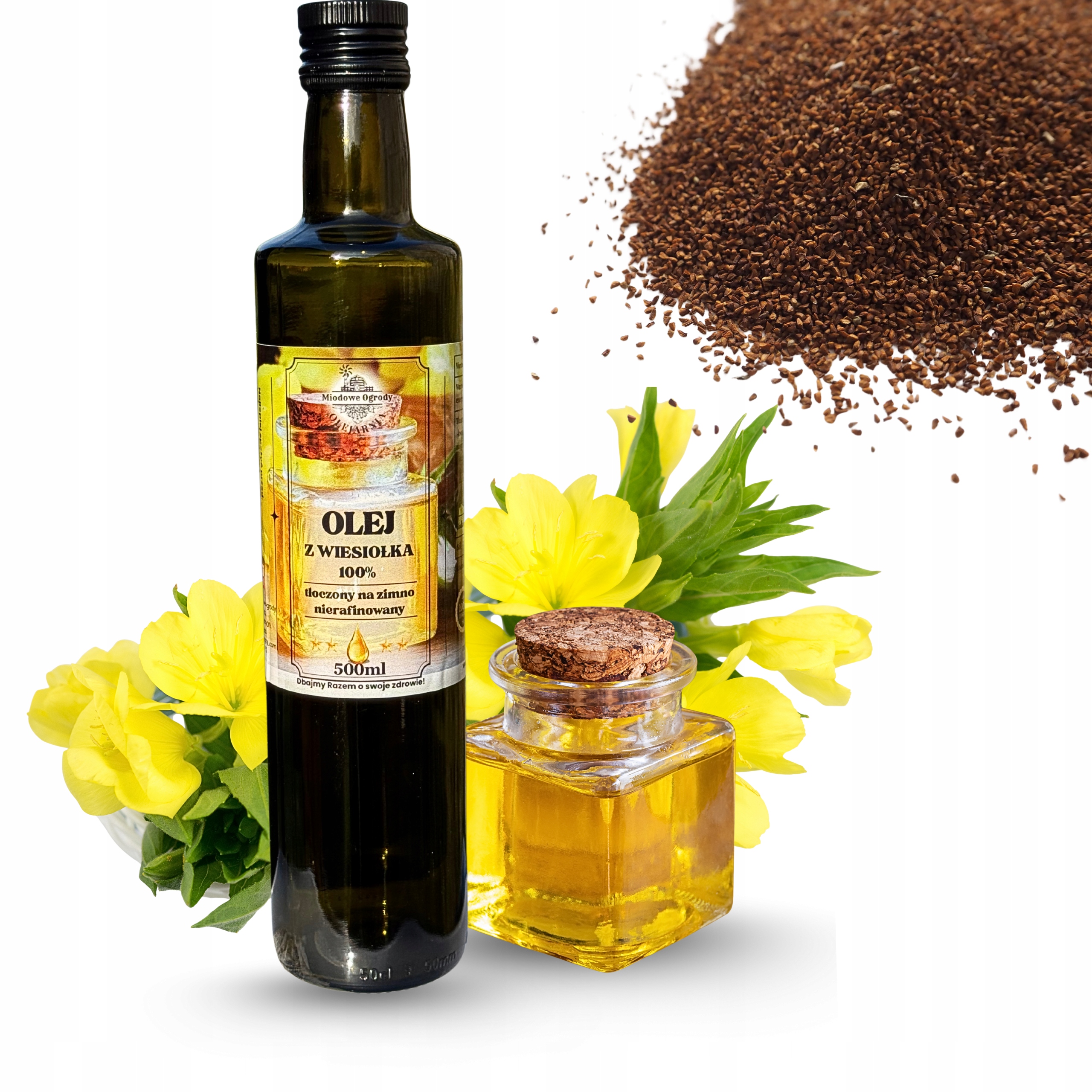 Olej z wiesiołka tłoczony na zimno 500 ml naturalny nierafinowany