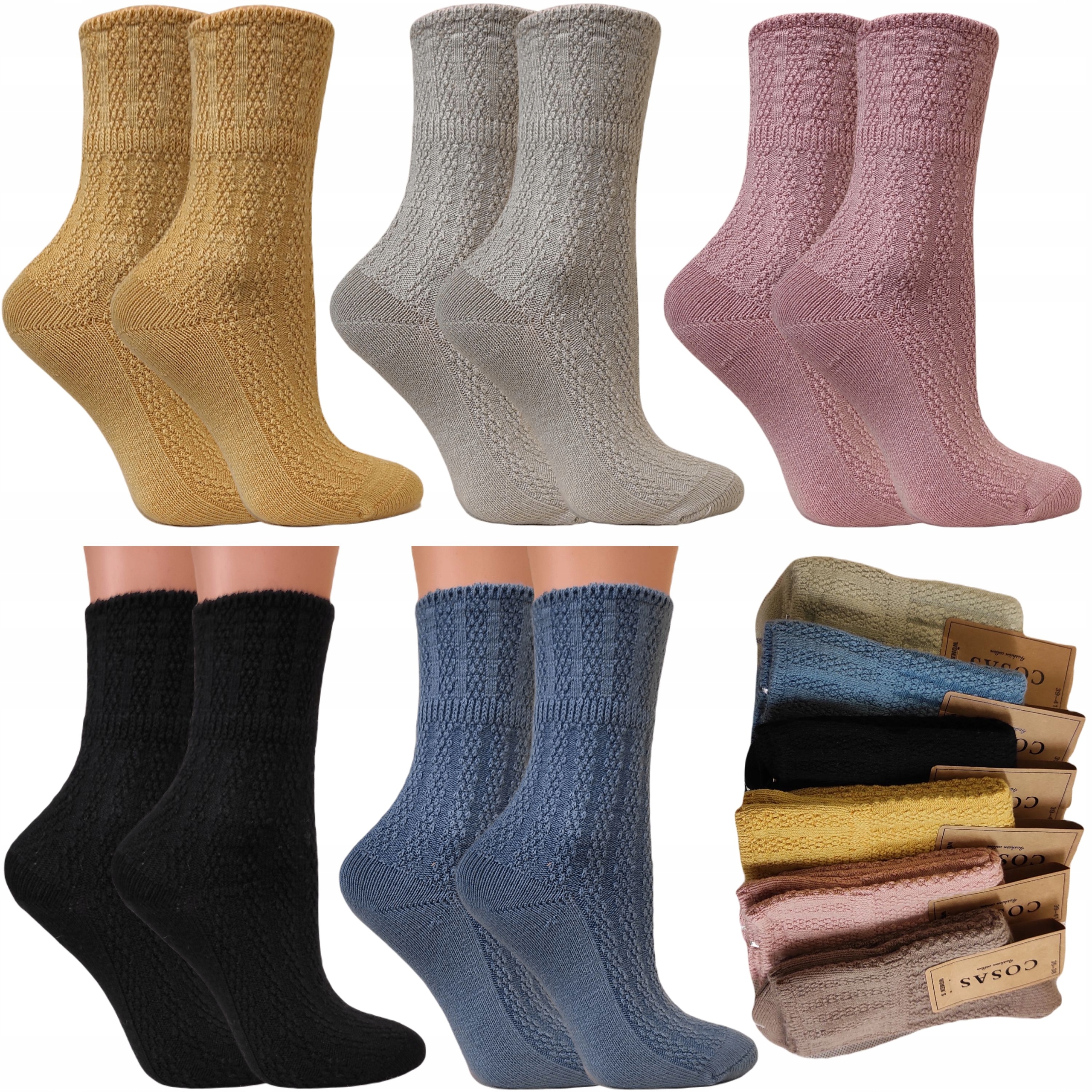 

5x Skarpety skarpetki damskie bawełniane kolor