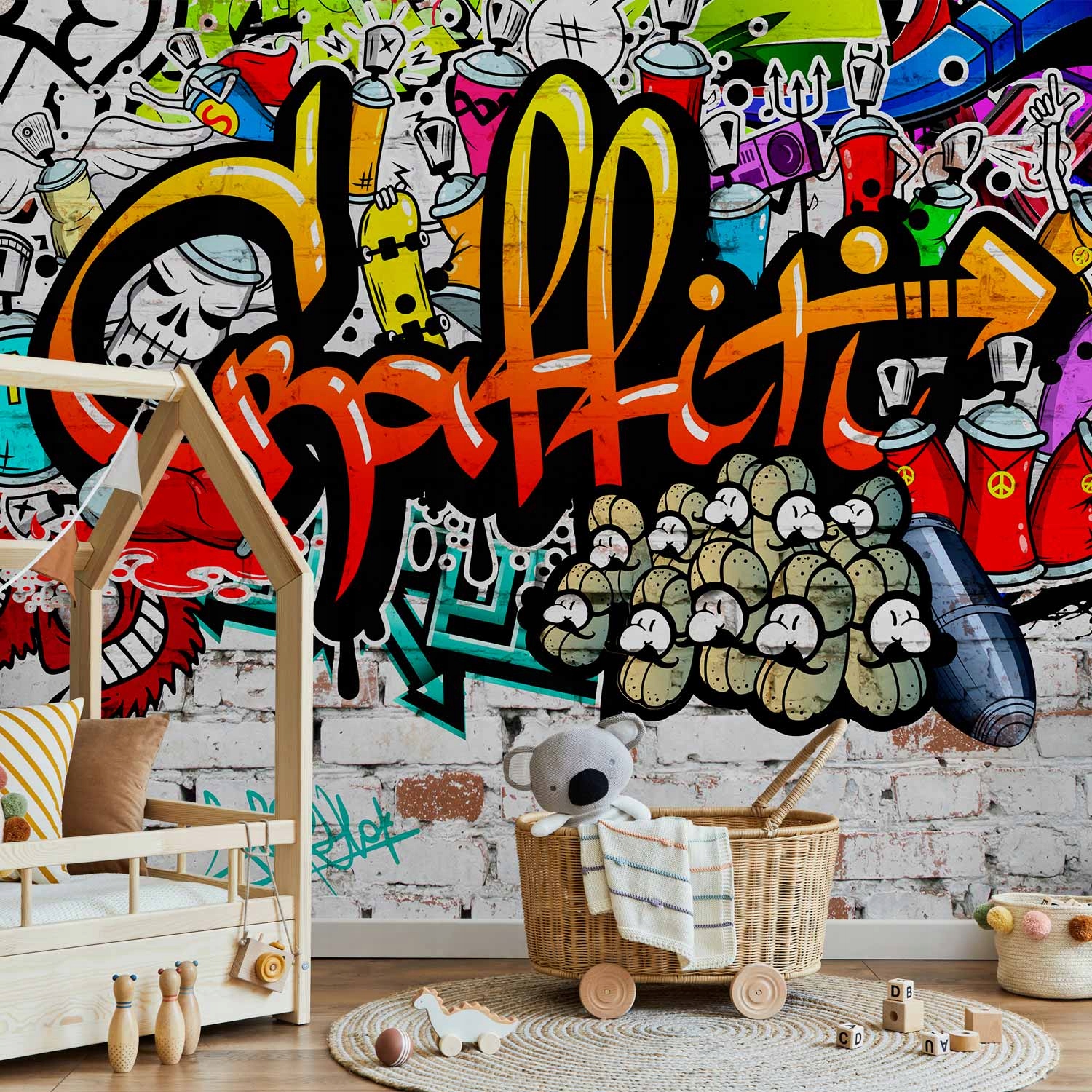 FOTOTAPETA GRAFFITI SKATE STREETART MURAL MUR MŁODZIEŻOWA SYPIALNIA 250x175 Liczba m² w ofercie 4.38 m²