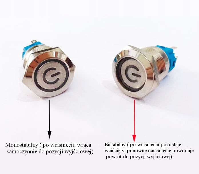 Przycisk przełącznik 16mm Reset z diodą LED 5V mo Typ przełącznika wandaloodporny