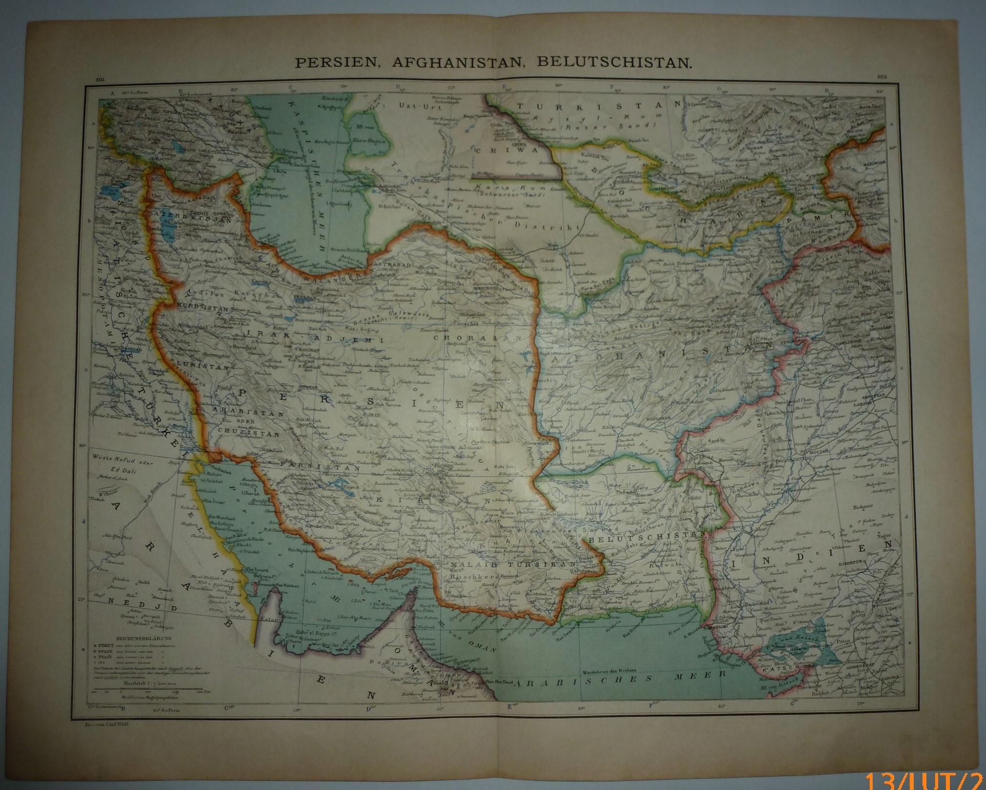 PERSIA AFGANISTAN 1900 Spamers Hand-Atlas