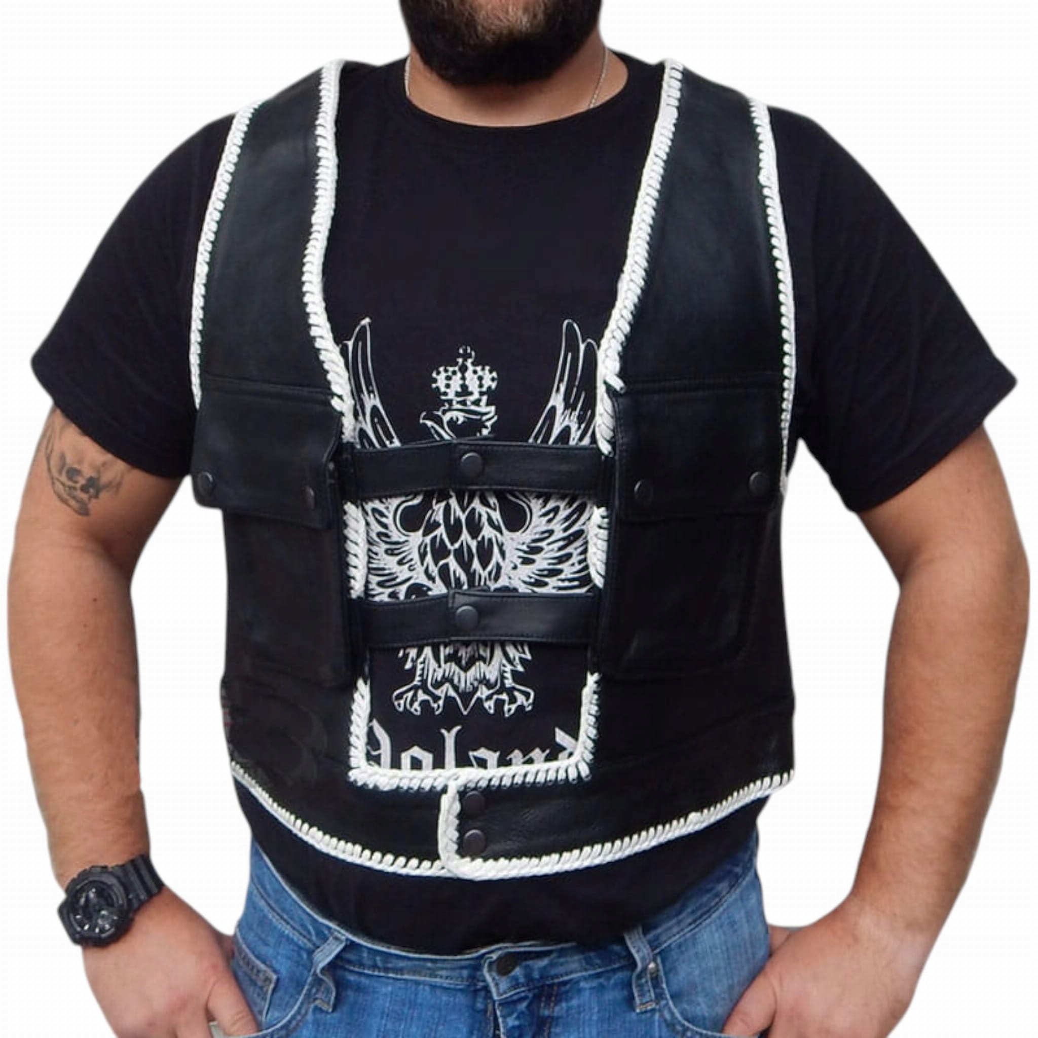 Kožená motocyklová vesta Bad Company 3XL
