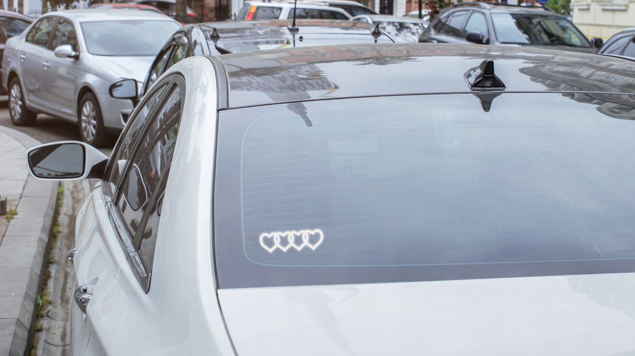 Naklejka AUDI CZTERY SERCA na samochód na auto ODBLASKOWA| HOLOGRAM Producent Inny