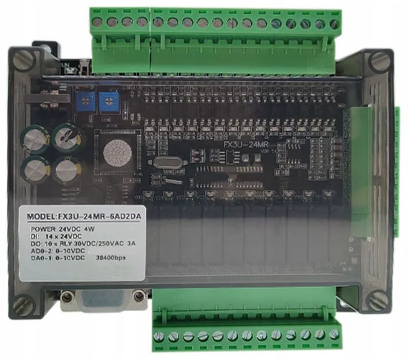 Sterownik Plc Fx FX3U-24MR -6AD2DA-RS485 RS232 Wyjścia Przekaźnikowe