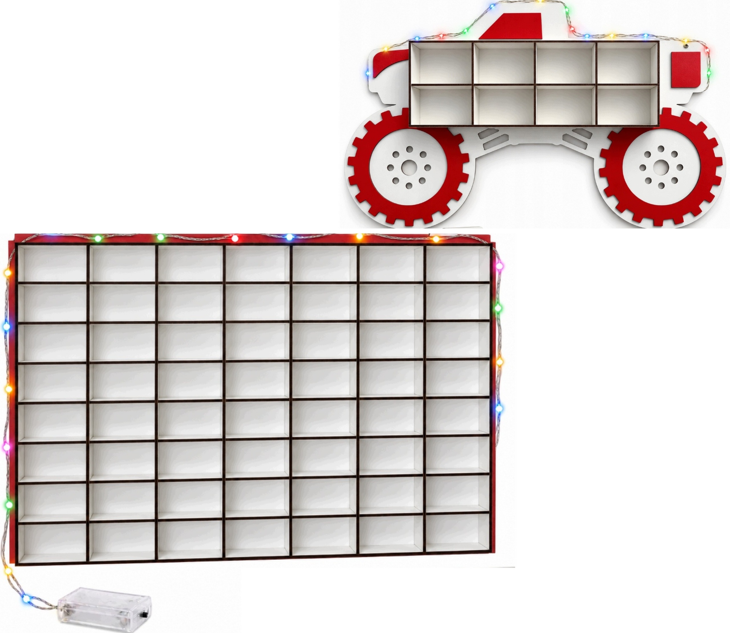 Organizer na resoraki 56 przegródek 64x44 cm Led +monster Truck Giga Pakiet