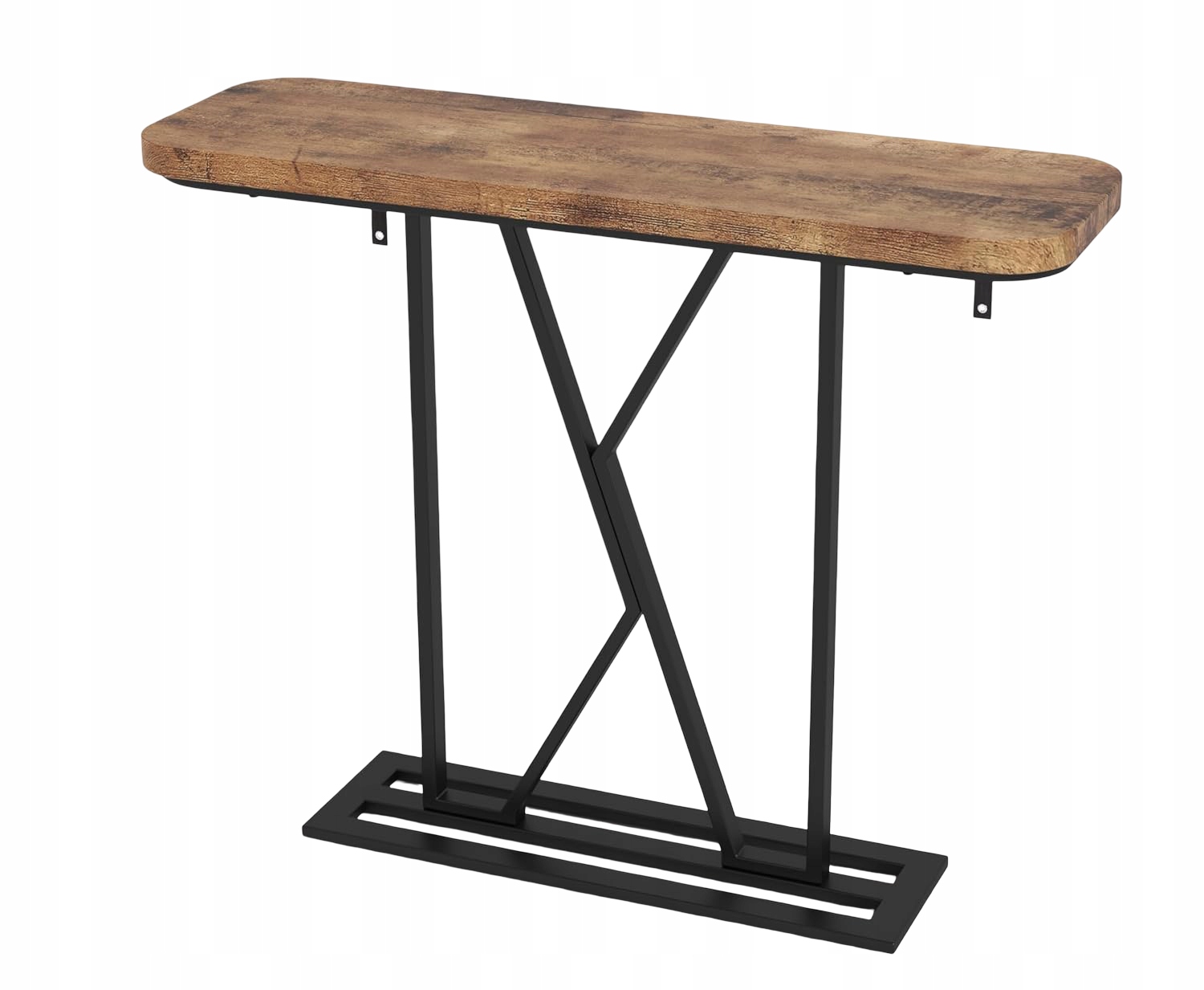 Úzky konzolový stolík 110 cm s drevenou doskou a kovovým rámom