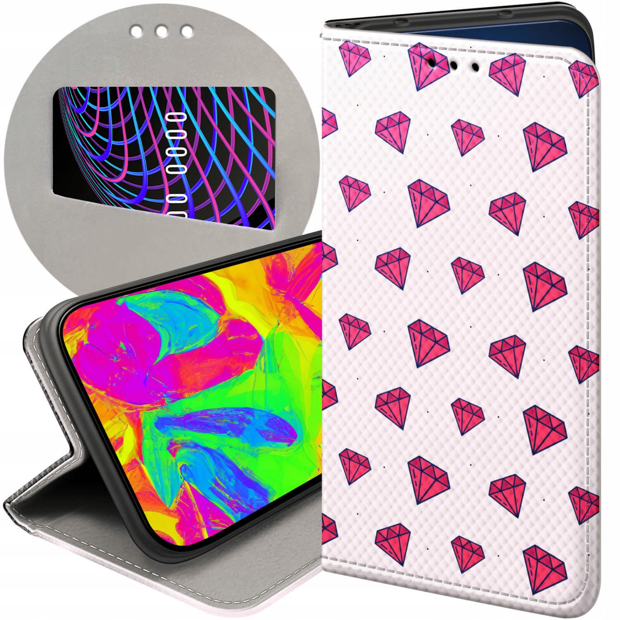 Etui Z Klapką Do Apple Iphone 13 14 Cyrkonie Diamenty Kryształy