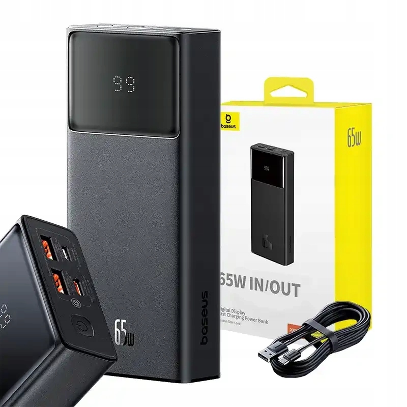 Powerbanka Baseus Star -Lord 20000 mAh 65W 2x USB-A/USB-C/microUSB Čierna