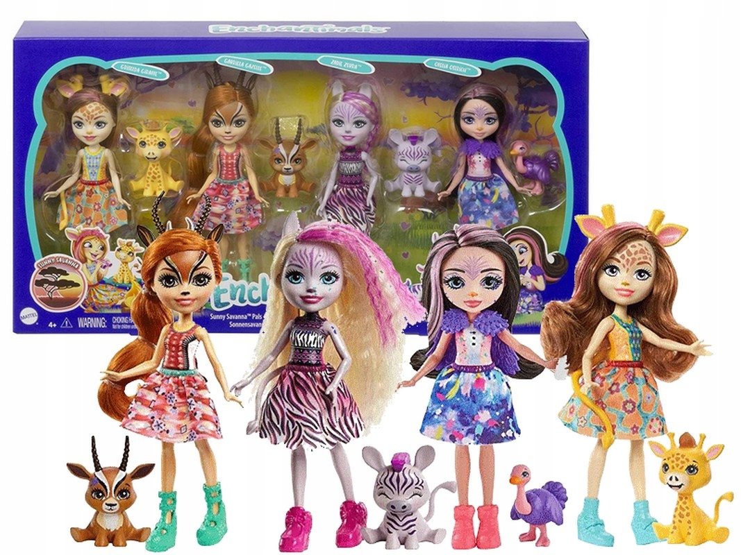 

Enchantimals Zestaw Sawanna 4 lalki 4 zwierzątka
