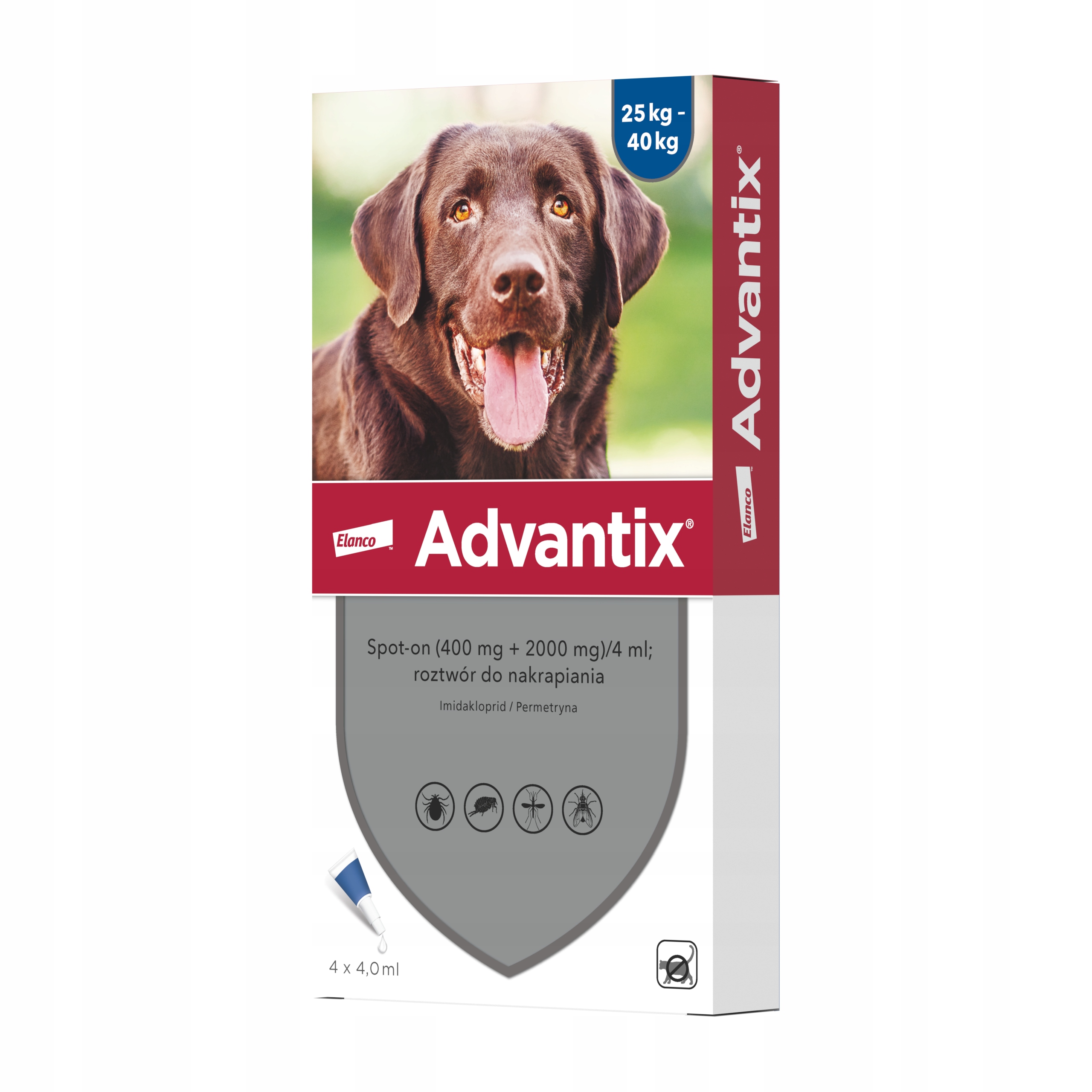 Elanco Advantix Spot On Krople na kleszcze pchły dla psów 25-40 kg 4 x 4ml