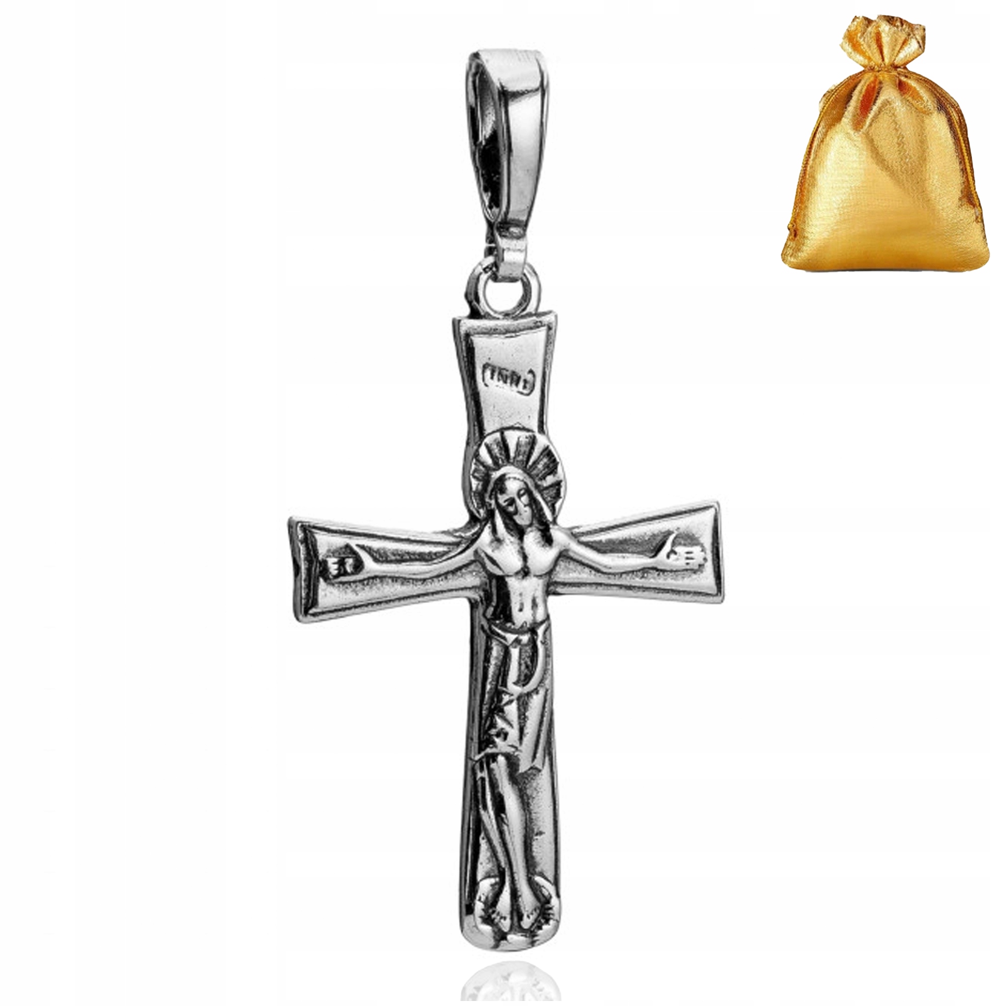Stříbrný Oxidovaný Přívěsek Křížek Jezus Inri 925 Sáček