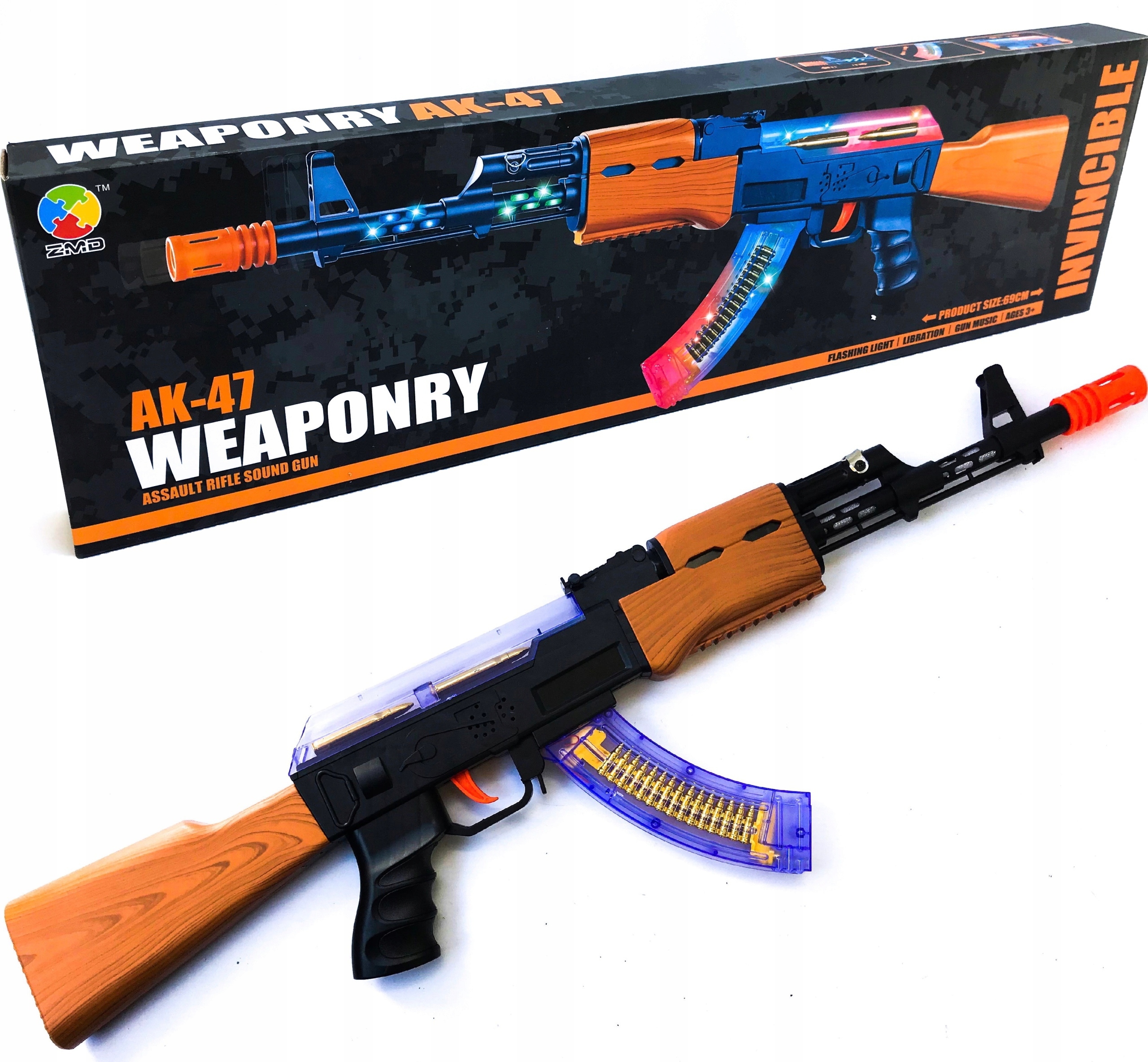 

Karabin AK-47 Kałasznikow Baterie Światło Dźwięk