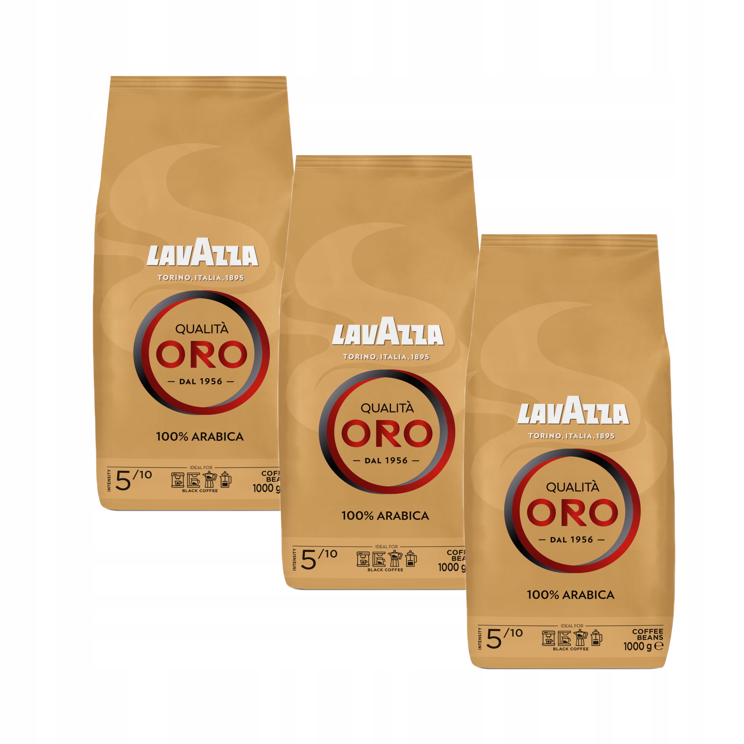 Zestaw 3x Kawa ziarnista Arabica Lavazza Qualita Oro 1kg