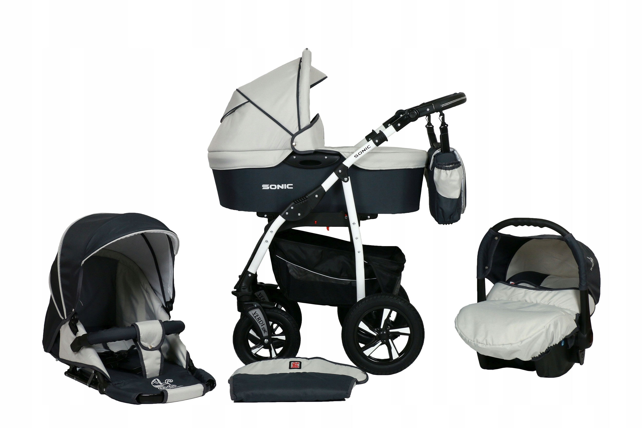 WÓZEK DZIECIĘCY VERDI SONIC 3W1+ TORBA + AKCESORIA