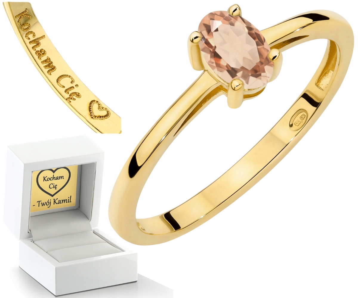 Zlatý Prstýnek Přírodní Kámen Morganit Drť 585