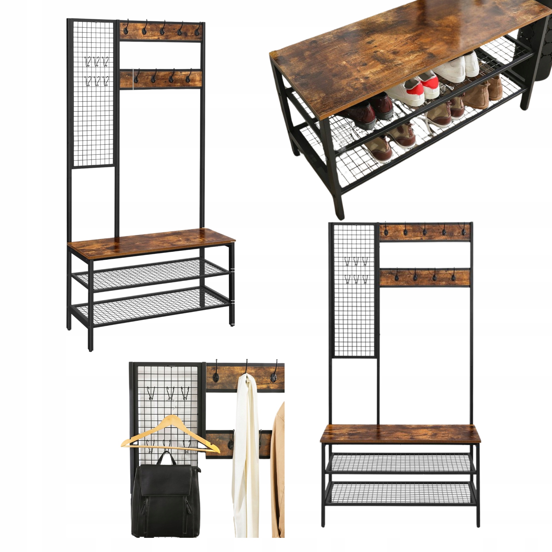 Voľne stojaci vešiak na oblečenie s sedadlom Organizér na topánky