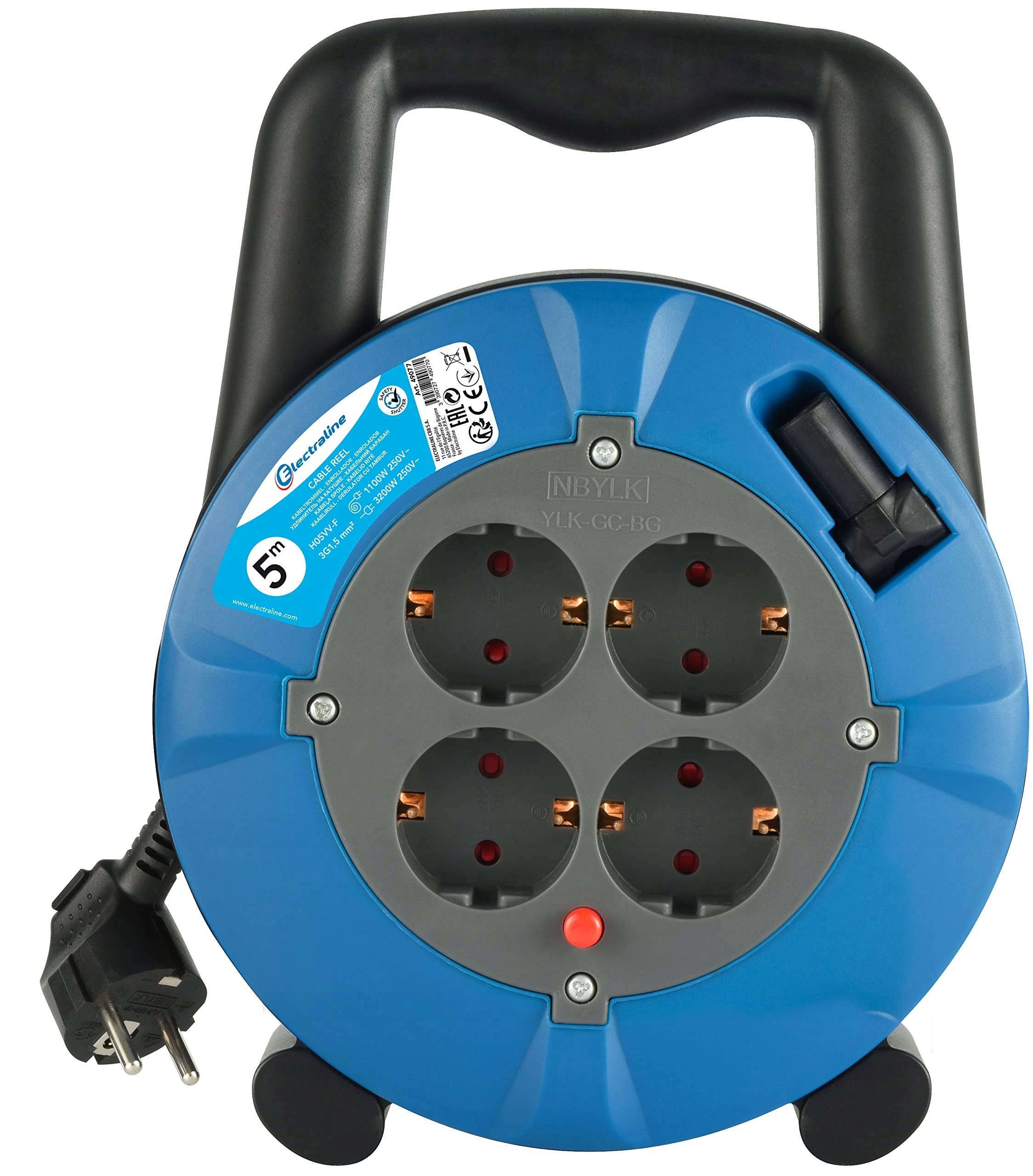 ELECTRALINE Kabeltrommel 5M 4 Gniazda Schuko Przedłużacz Wewnątrz — miniatura 2
