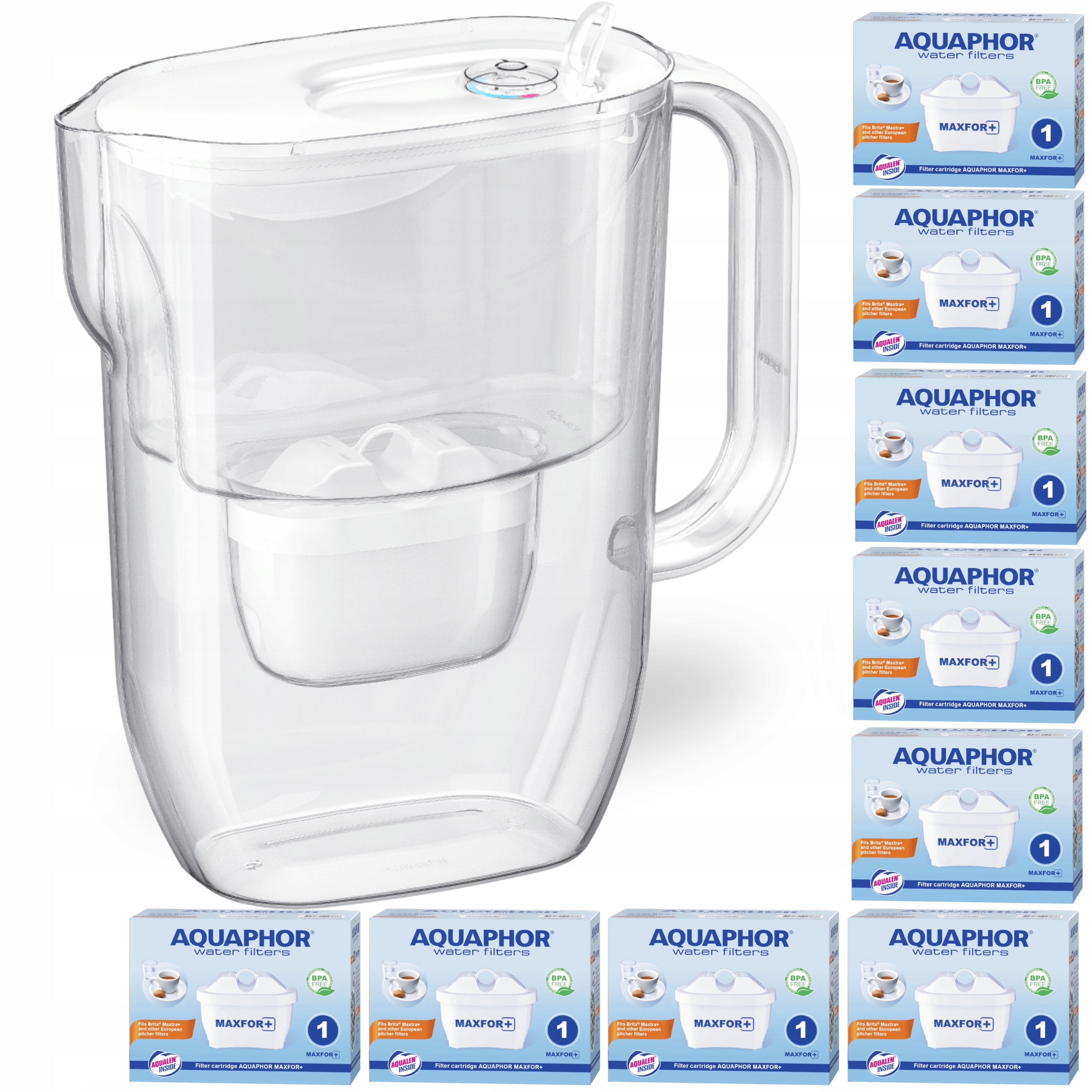 Filtrační konvice na vodu Aquaphor Fresh 3,2L bílá s 10 vložkami Maxfor+