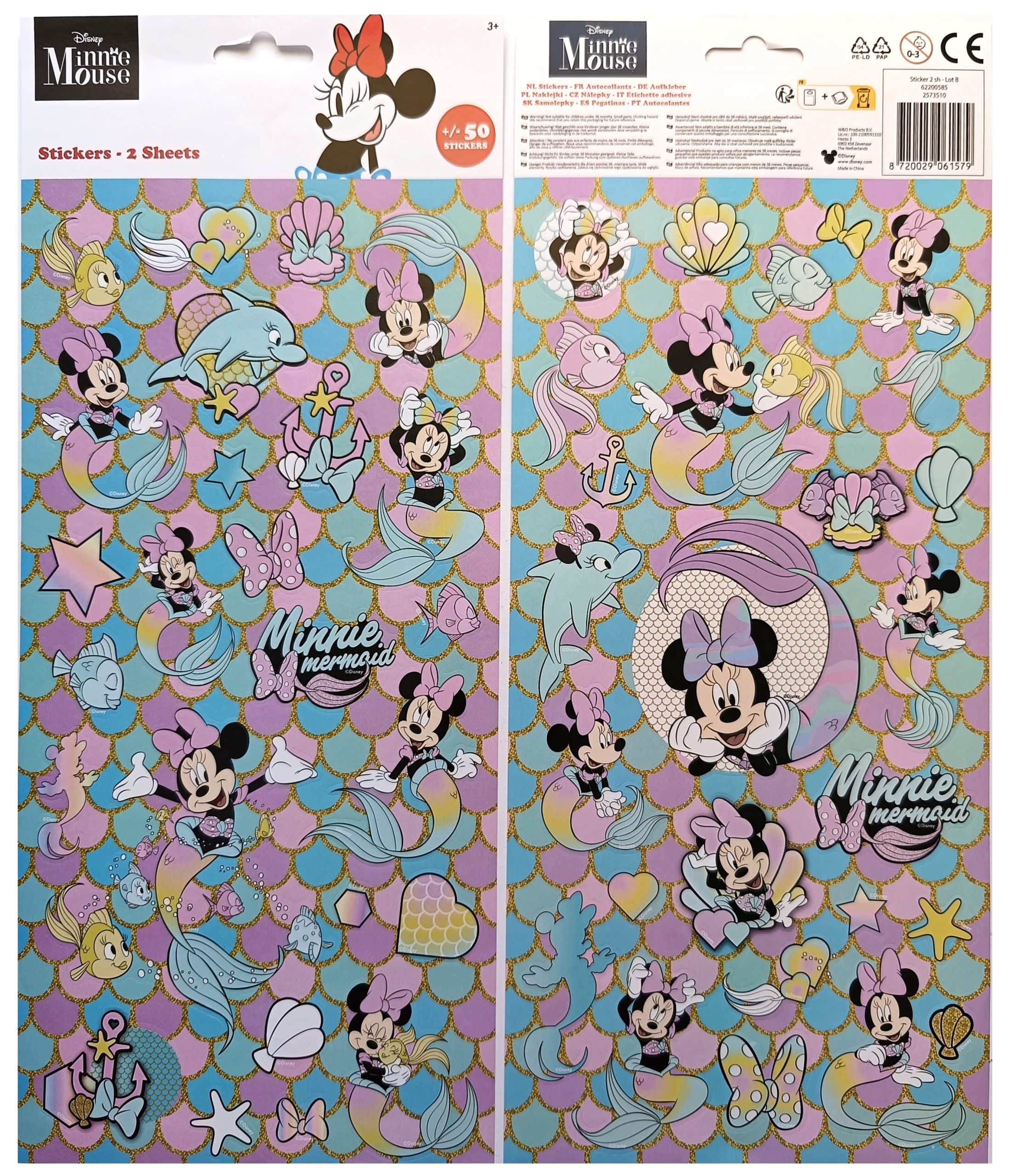 NAKLEJKI MYSZKA MINNIE 50 SZTUK ZESTAW NAKLEJEK