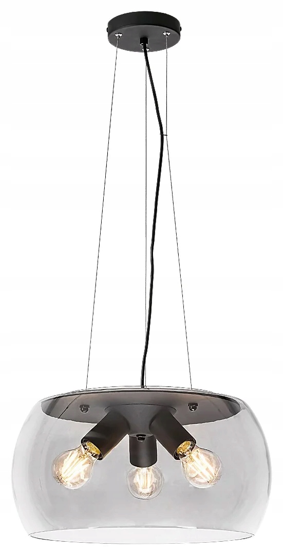 Moderná závesná lampa čierna sklenená nad stôl okrúhla 40 cm 3bod Rabalux