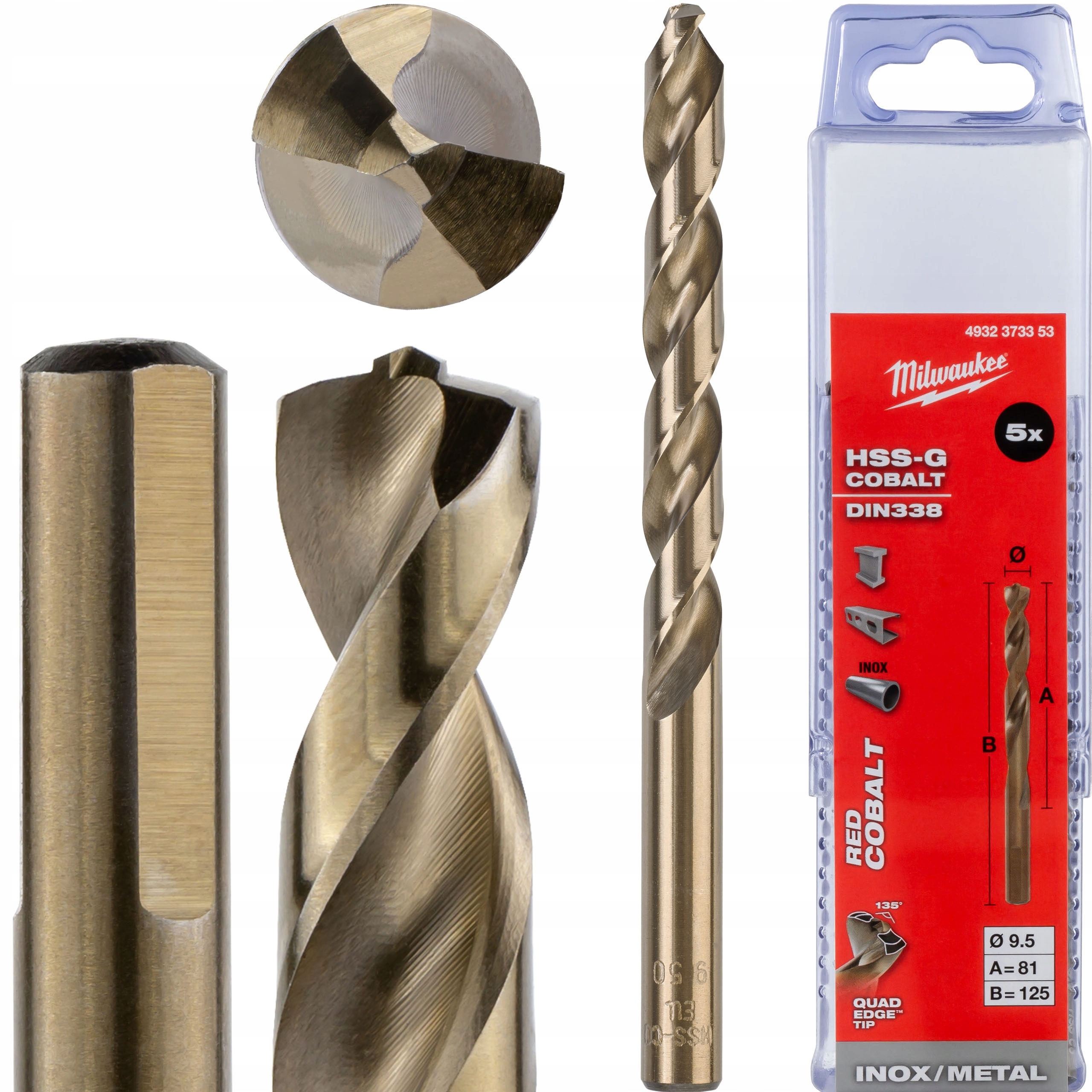 Vrtáky do kovu kobaltové 9,5 mm 5ks z nerezové oceli Milwaukee Cobalt