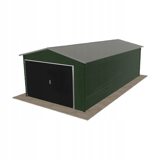 Plechová garáž 3.5 x 7 m jednopolohová, dvouspádová, zelená
