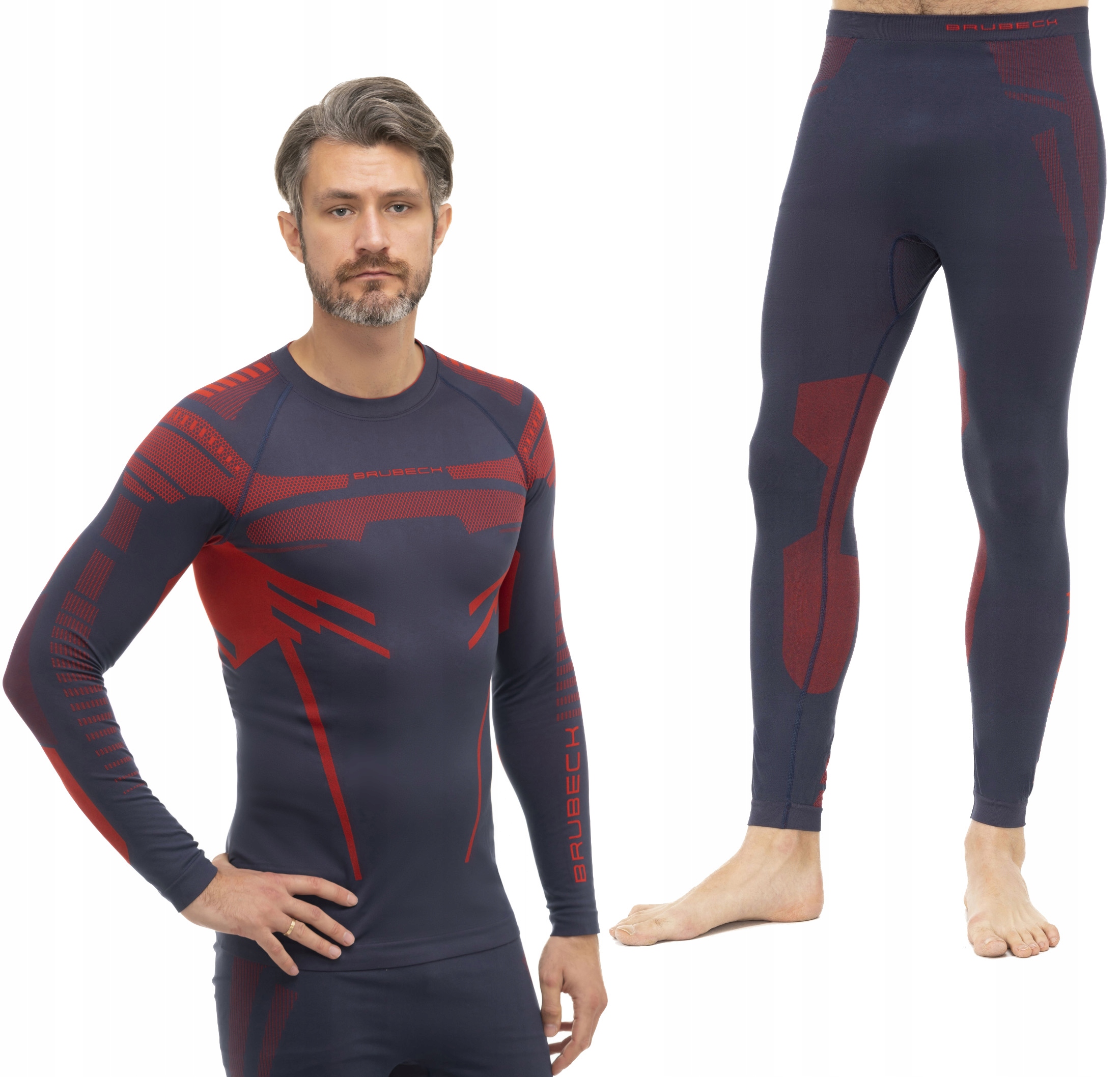 BRUBECK KOMPLET BIELIZNY TERMOAKTYWNEJ DRY MĘSKI CIEMNONIEBIESKI/CZERWONY M