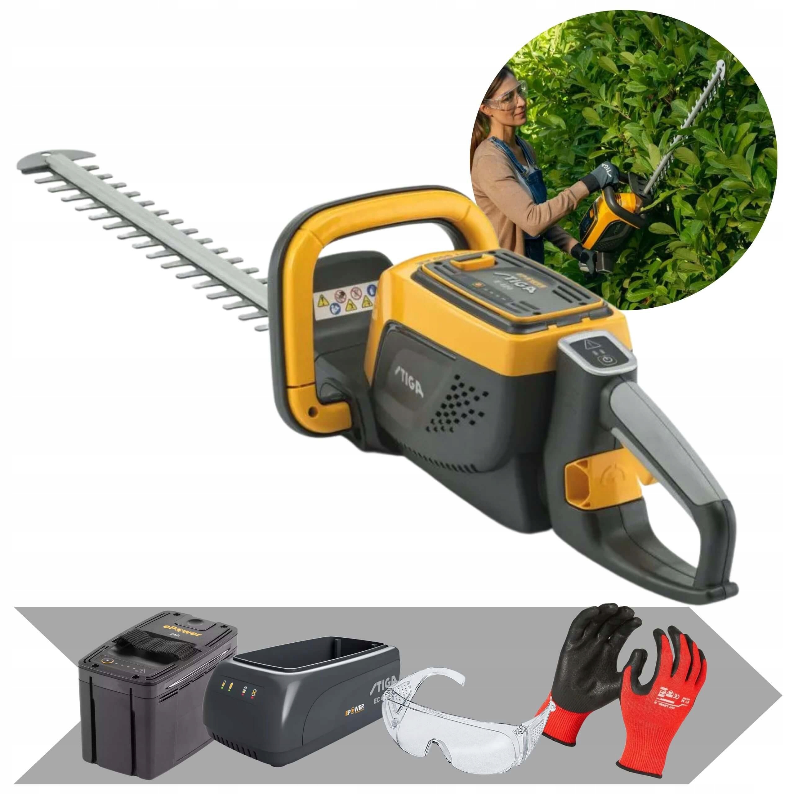 Nożyce Akumulatorowe Stiga Ht 500e akumulator ładowarka okulary rękawice