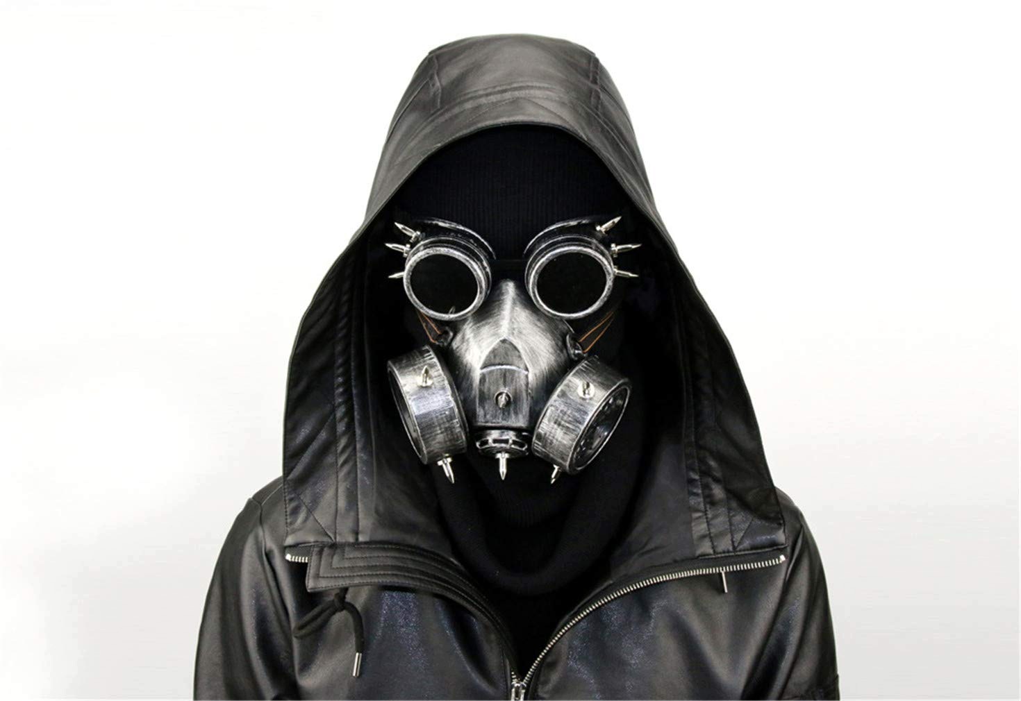 Maska Lebka Steampunk S Brýlemi Stříbrná Halloween Gotická Cosplay