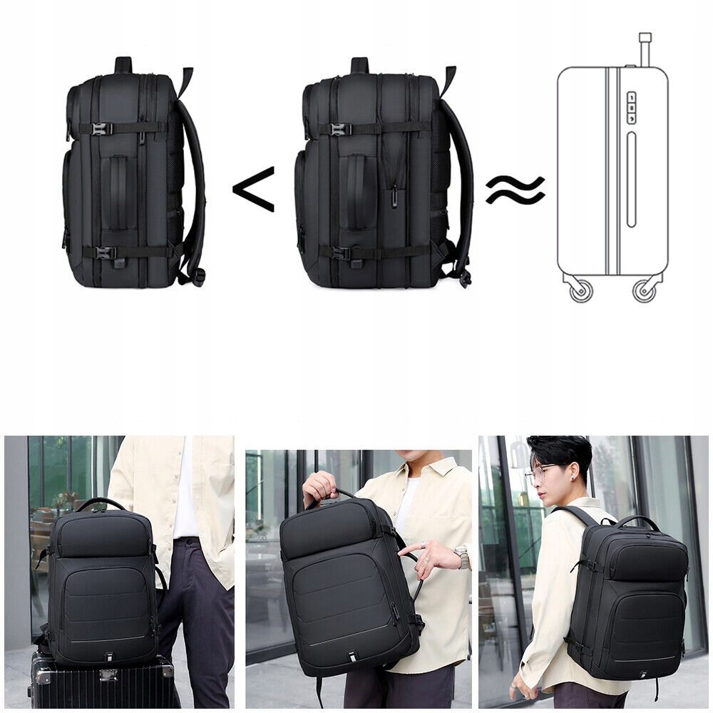 ZEWNĘTRZNY PLECAK KOMPUTEROWY O POJEMNOŚCI 35L Z WODOODPORNYM PORTEM USB Wysokość 18 cm