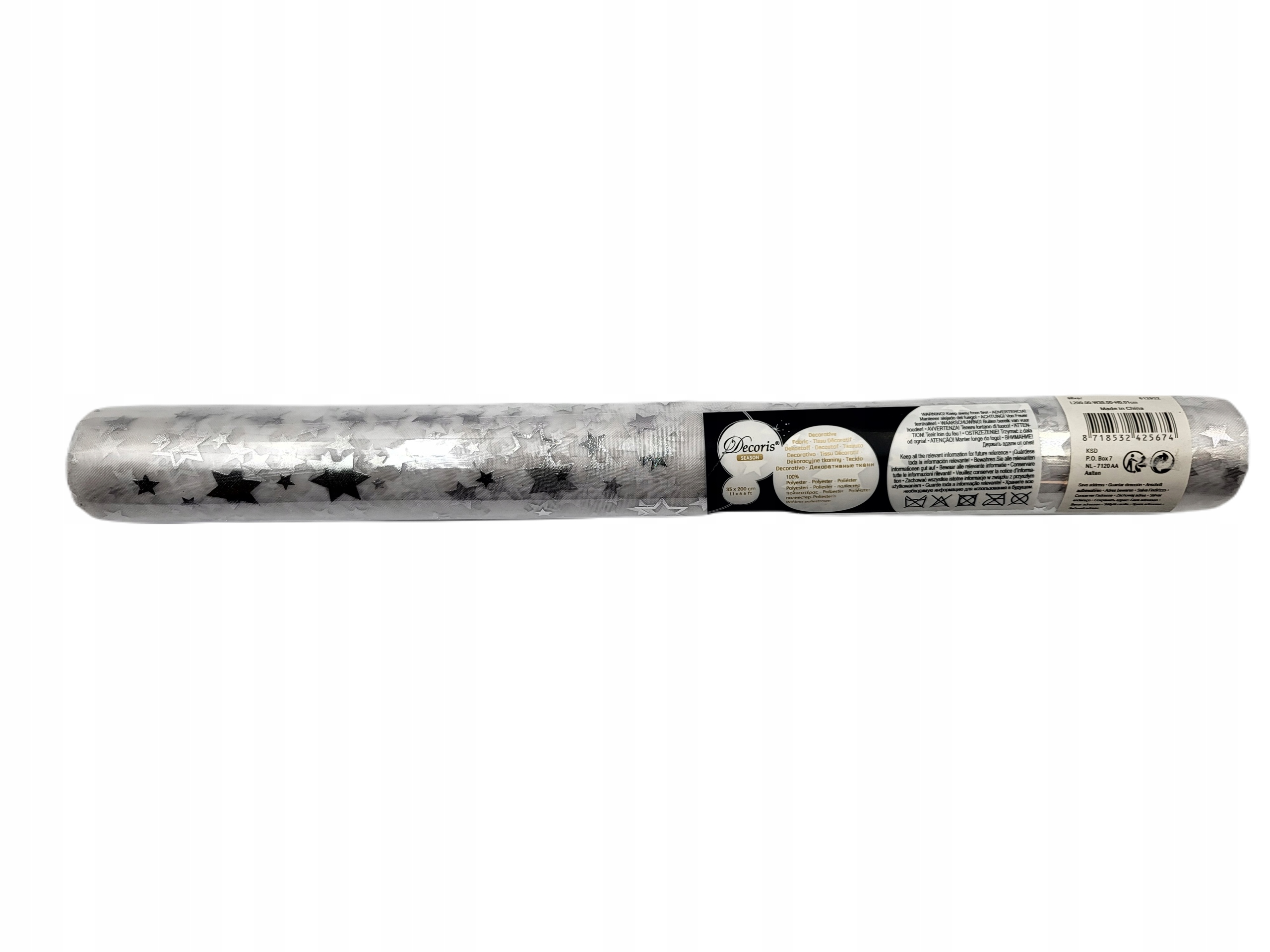 

Tkanina Materiał Dekoracyjny Srebro 2M Gwiazdy 674