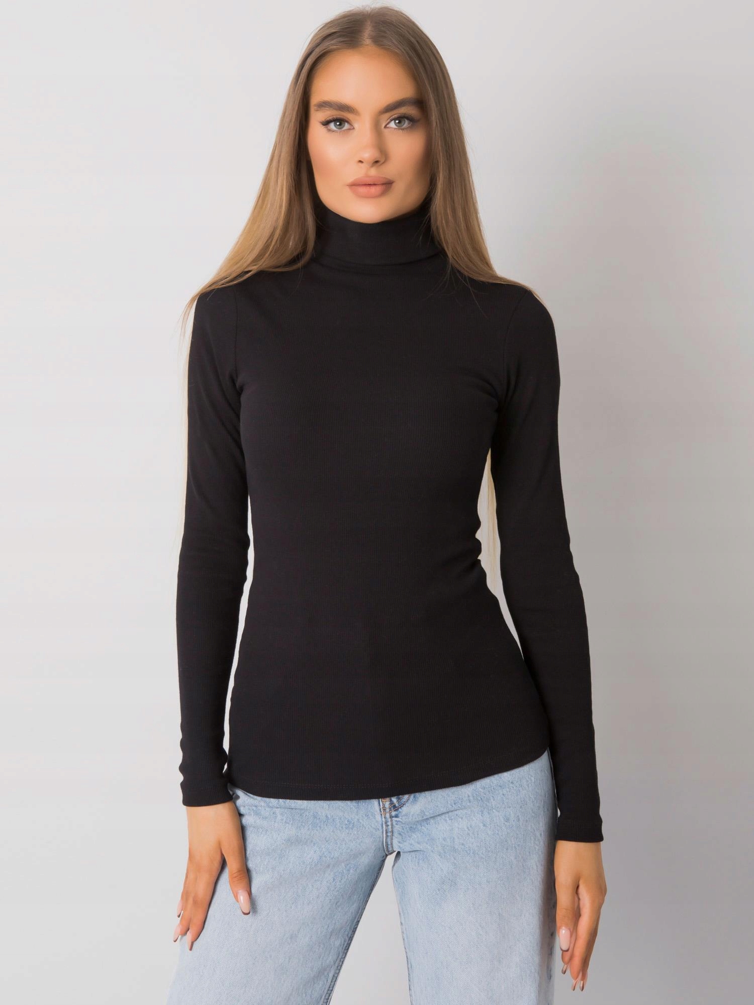 DAMSKI GOLF PRĄŻKOWANY BAWEŁNA KOBIECY SWETER L/XL Model RV-BZ-7182.01P-CZARNY-L/XL