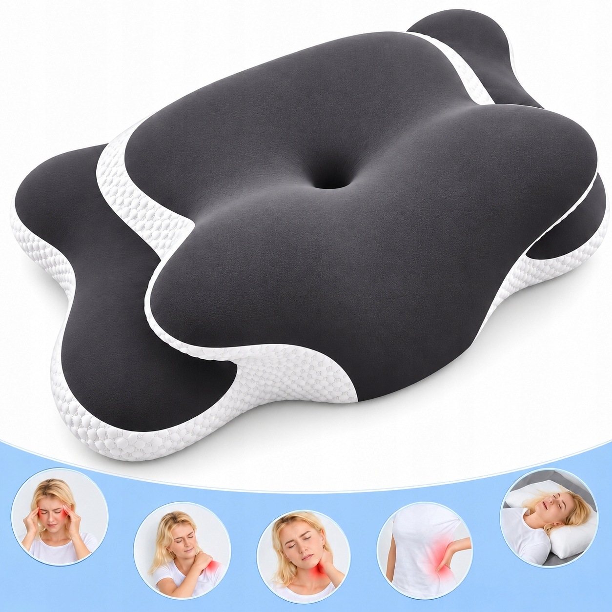 Poduszka Do Spania Na Boku I Plecach Ortopedyczna Memory Foam 62X37CM