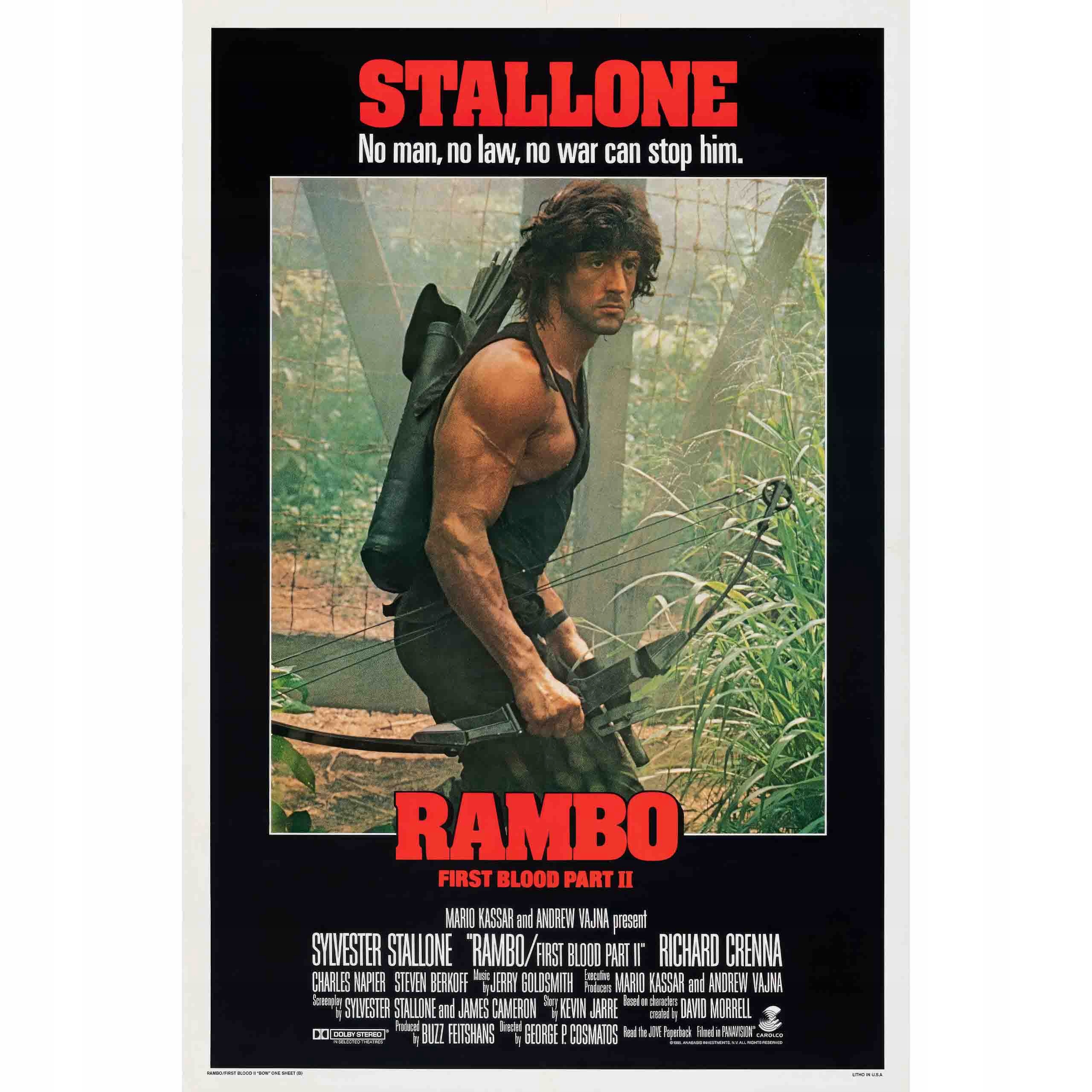 Plakát Rambo 2 First Blood Part II Sylvester Stallone Vzácné vydání Usa