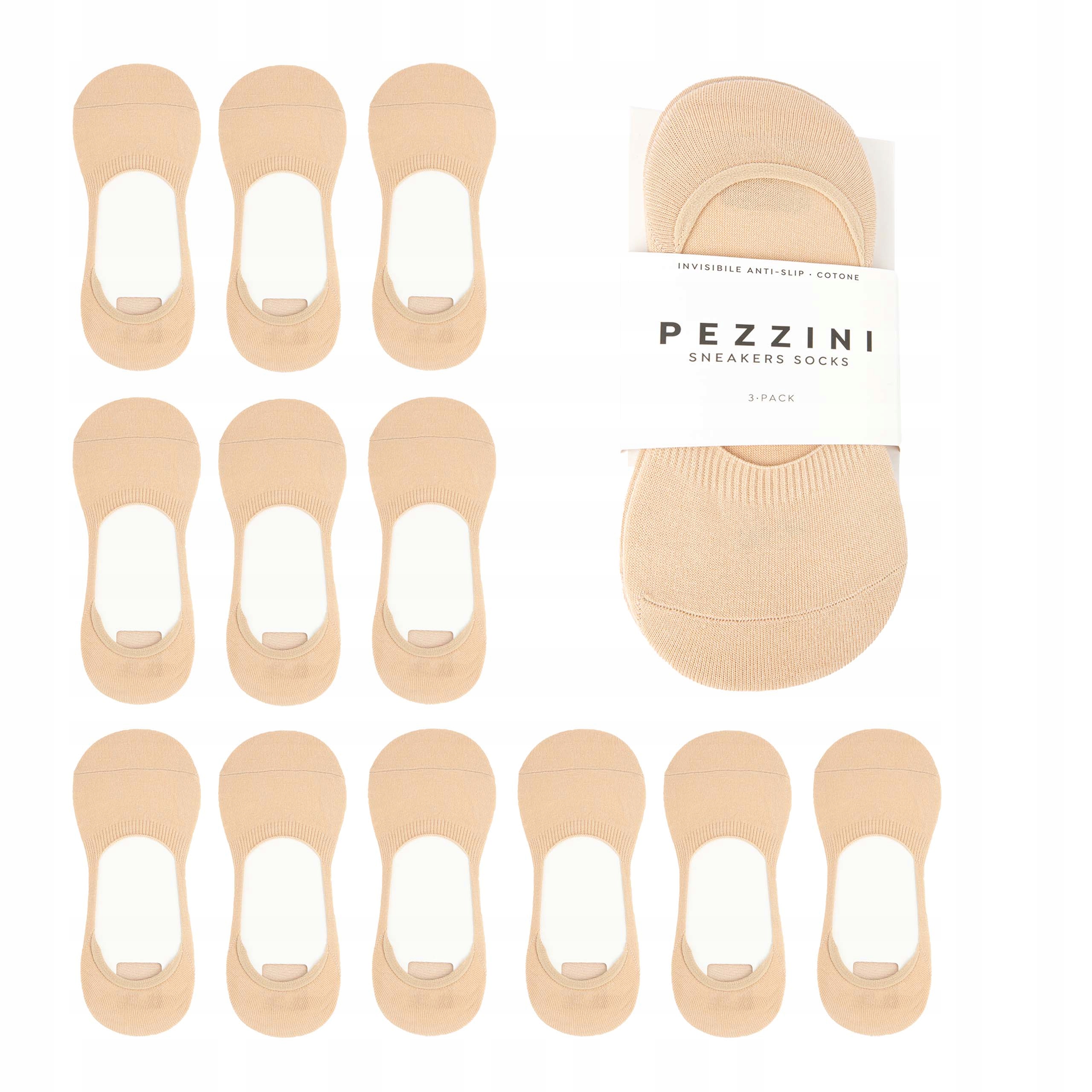 Ponožky kotníkové ponožky bavlněné 35-38 12pack Silikon béžové Pezzini
