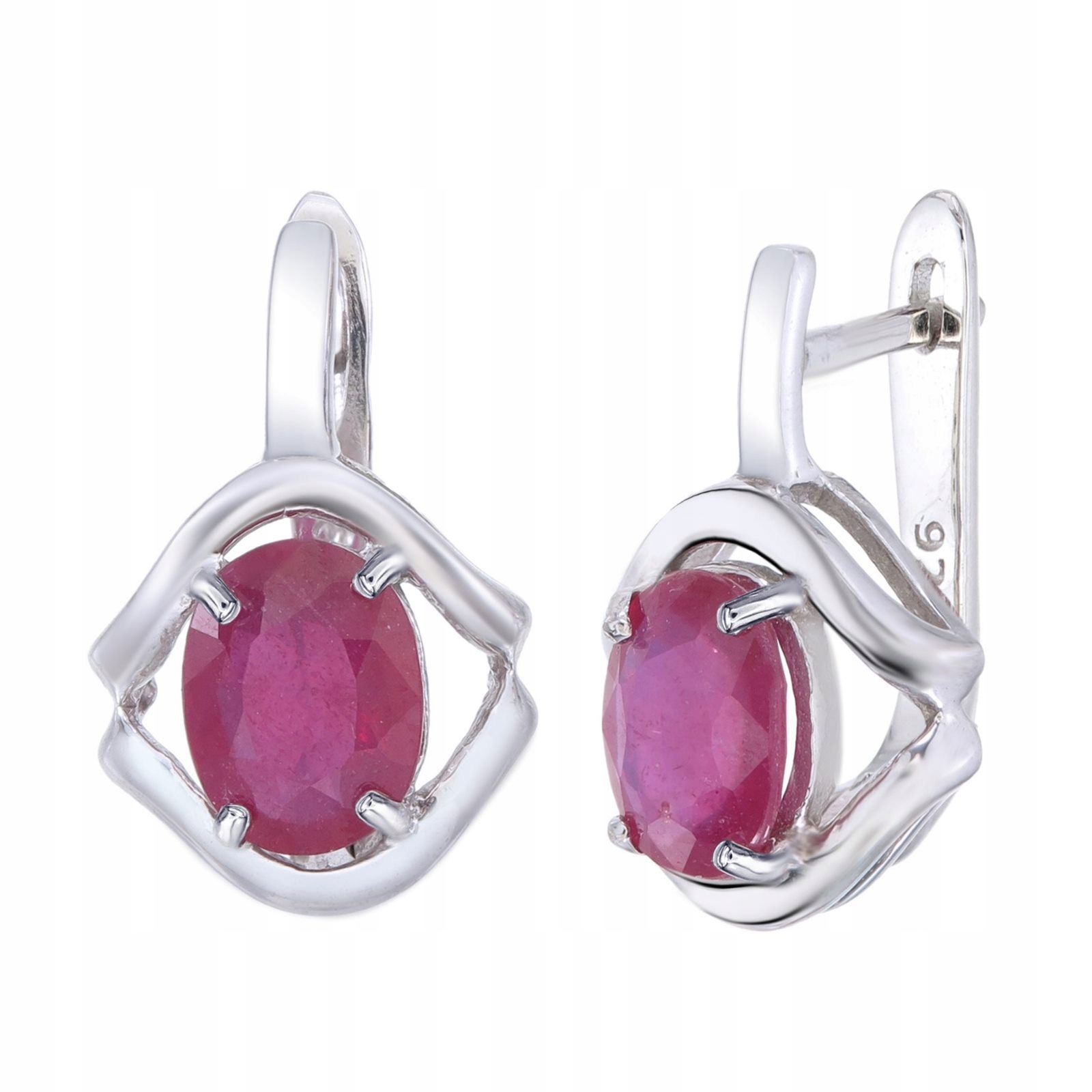 Stříbrné náušnice Ag 925 Bordová Rubín 3089-E-RU-WP