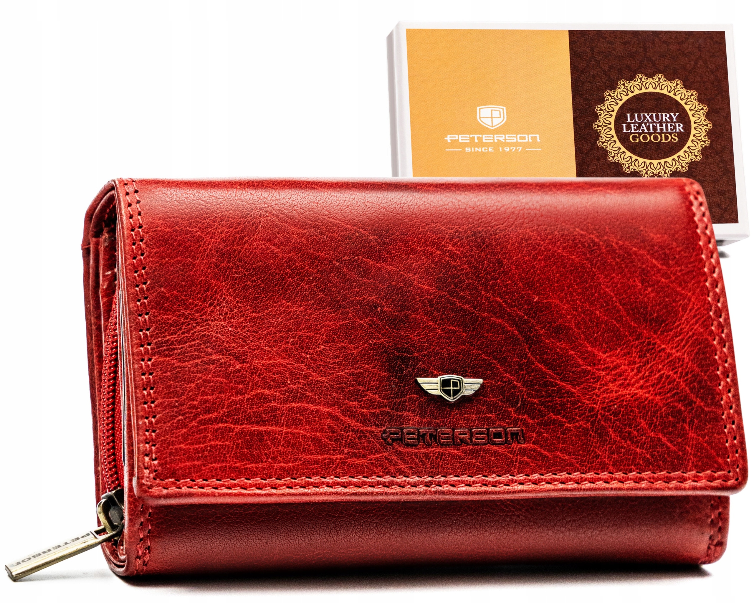 Peterson peněženka z pravé kůže červená Vintage