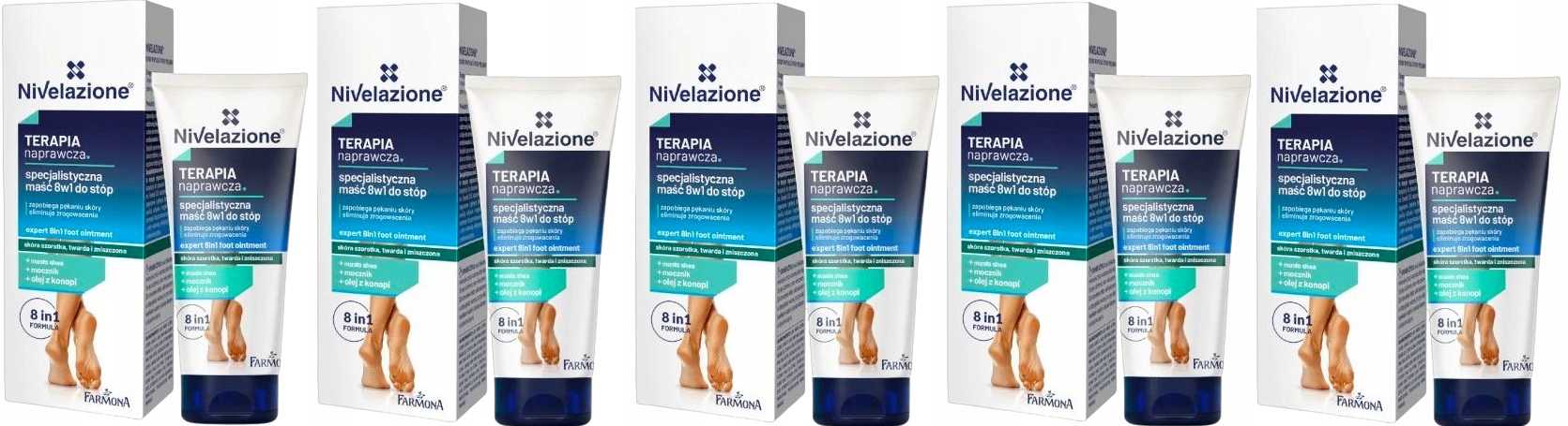 5 x Nivelazione Specializovaná Mast 8V1 Na Nohy 50 ML Změkčení pokožky
