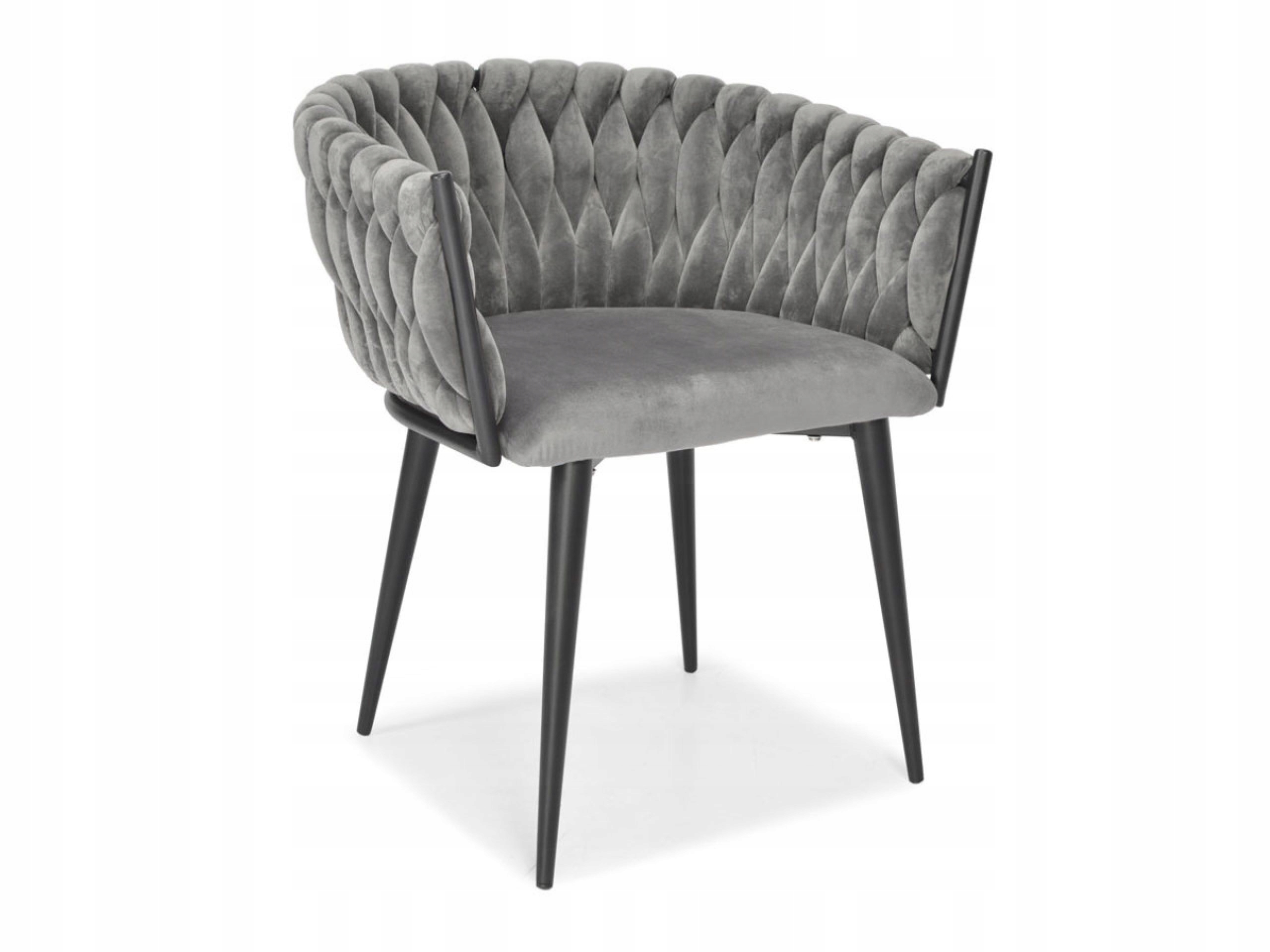 Čalúnená velúrová stolička do jedálne a obývacej izby Glamour Sivý velúr, čierna