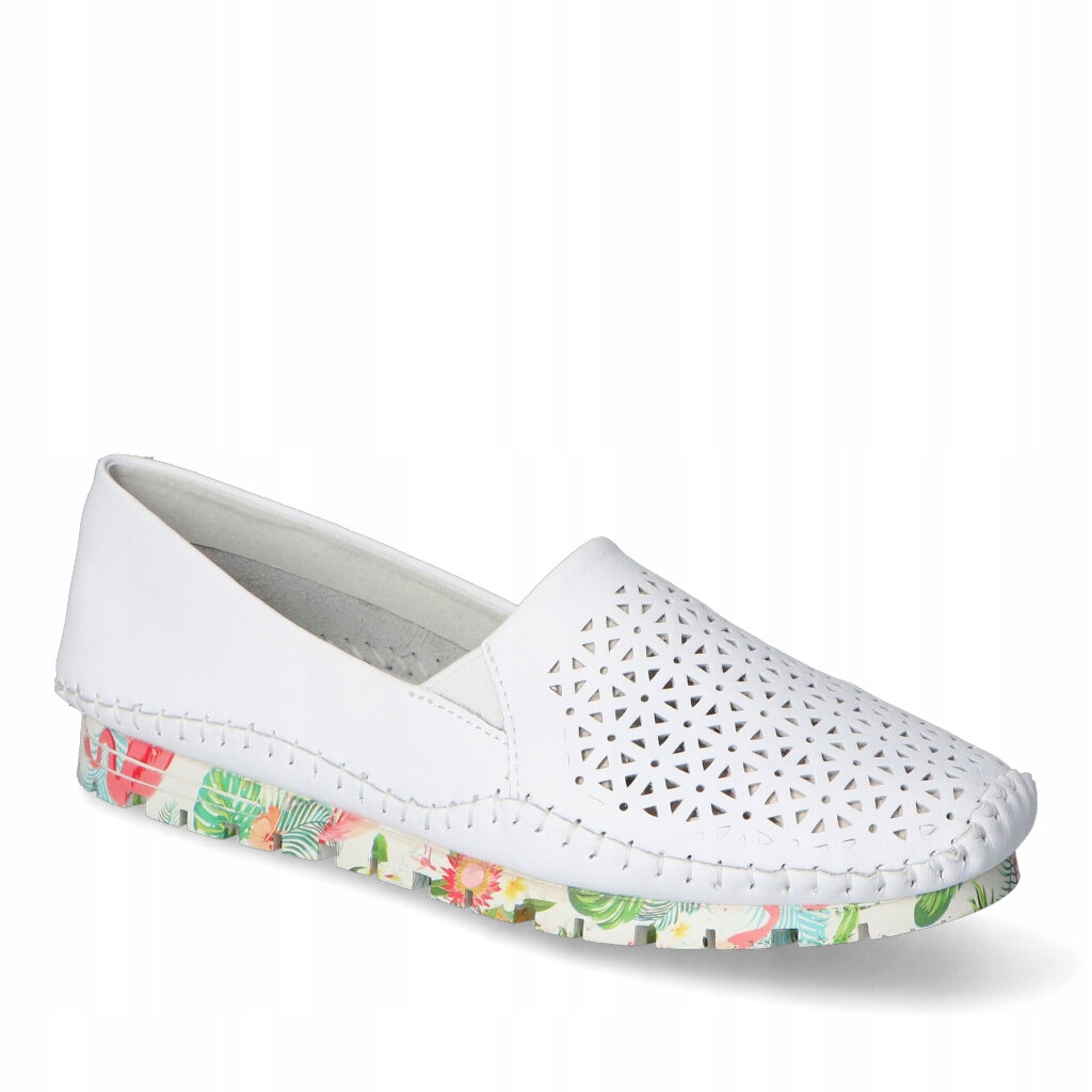 Ažurové polobotky Artiker 54C1533 Bílé lico Květinová podrážka 41