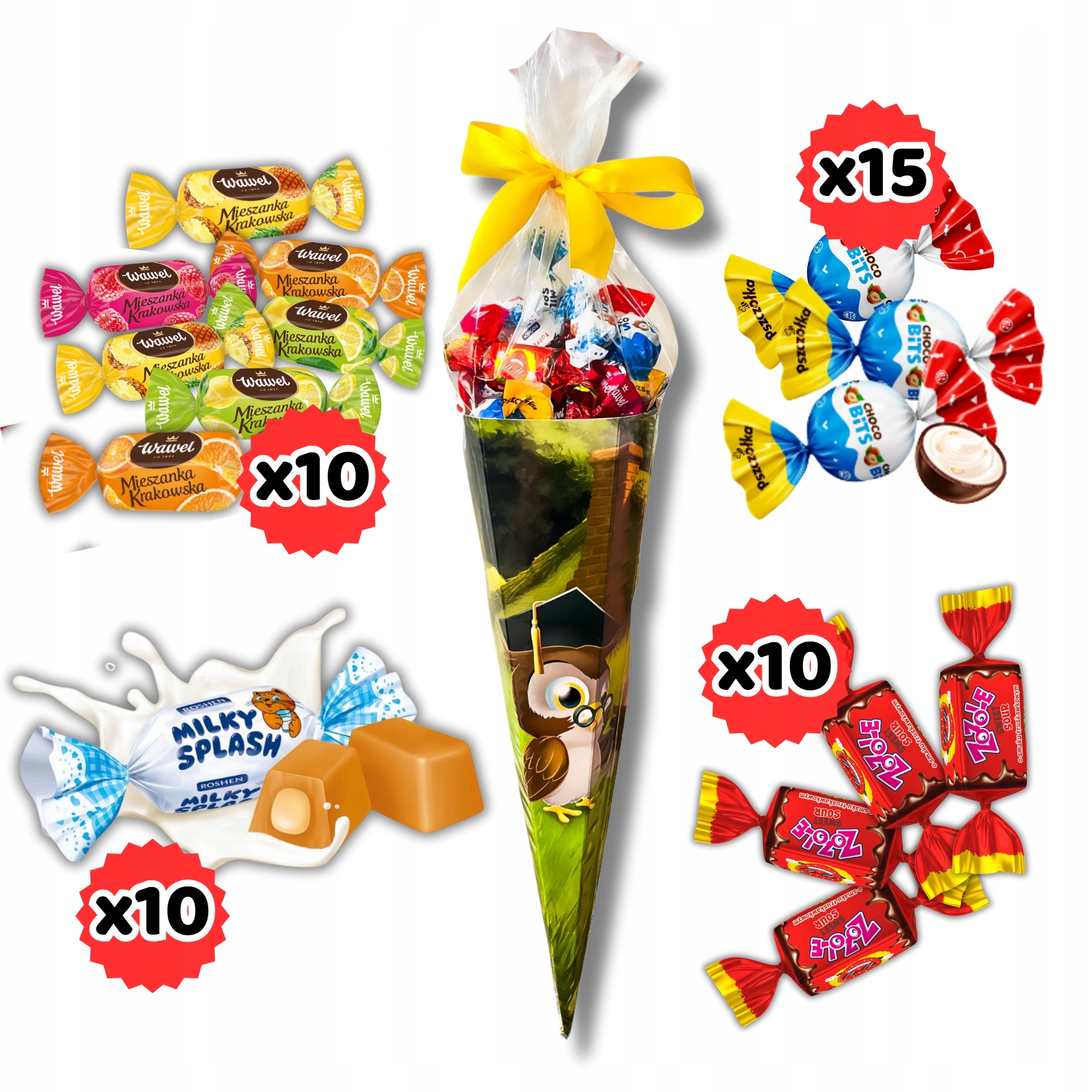 na Rozpoczęcie Roku Szkolnego Zakończenie Róg obfitości słodycze