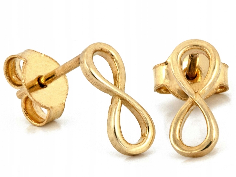 Náušnice 585 zlatý znak nekonečna na tyčince, originální a sofistikované