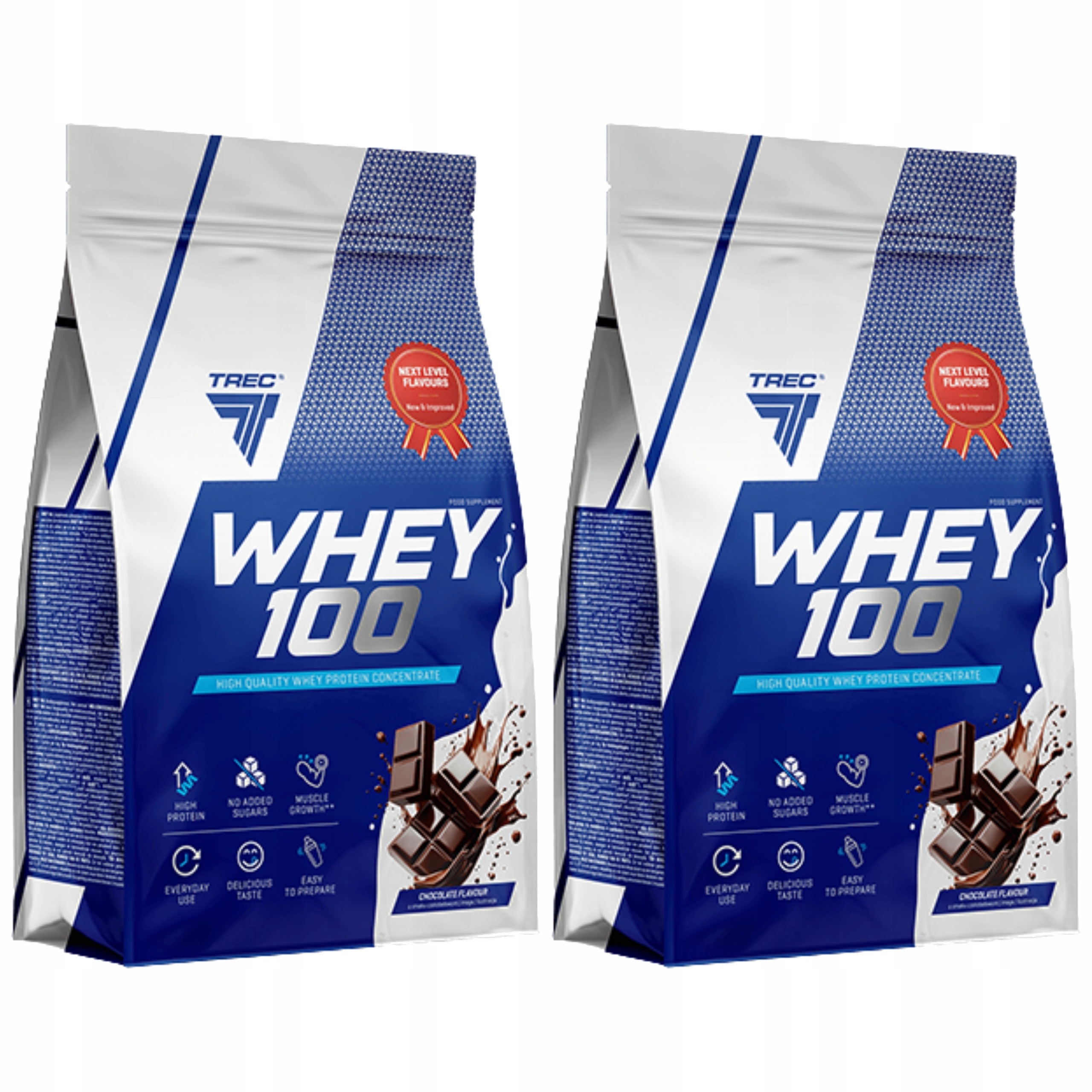 2x Bílkoviny Whey 100 Syrovátkový koncentrát Wpc Svalová hmota 900 g Trec