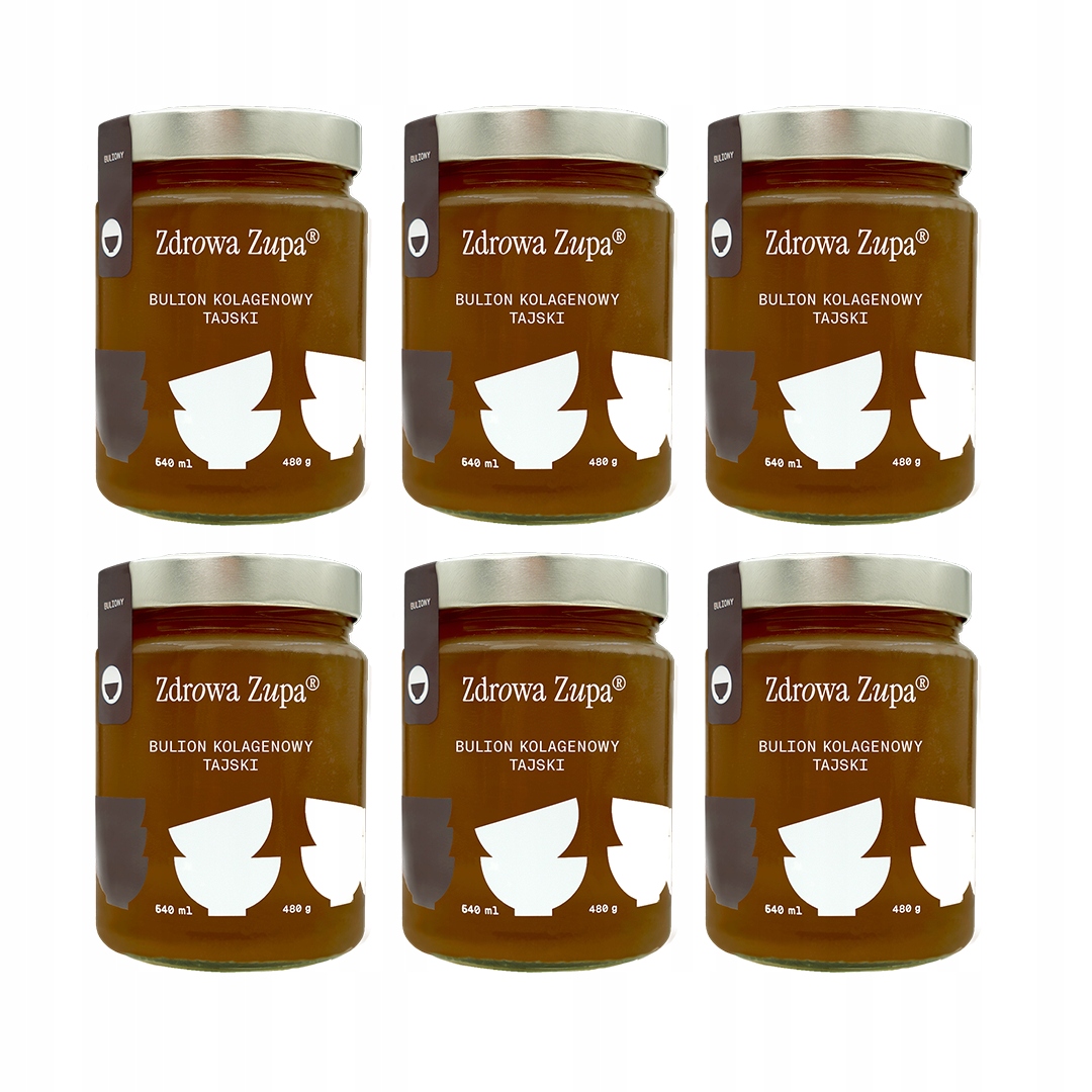 Zestaw 6 Bulionów kolagenowych Tajski bulion 540ml Zdrowa Zupa
