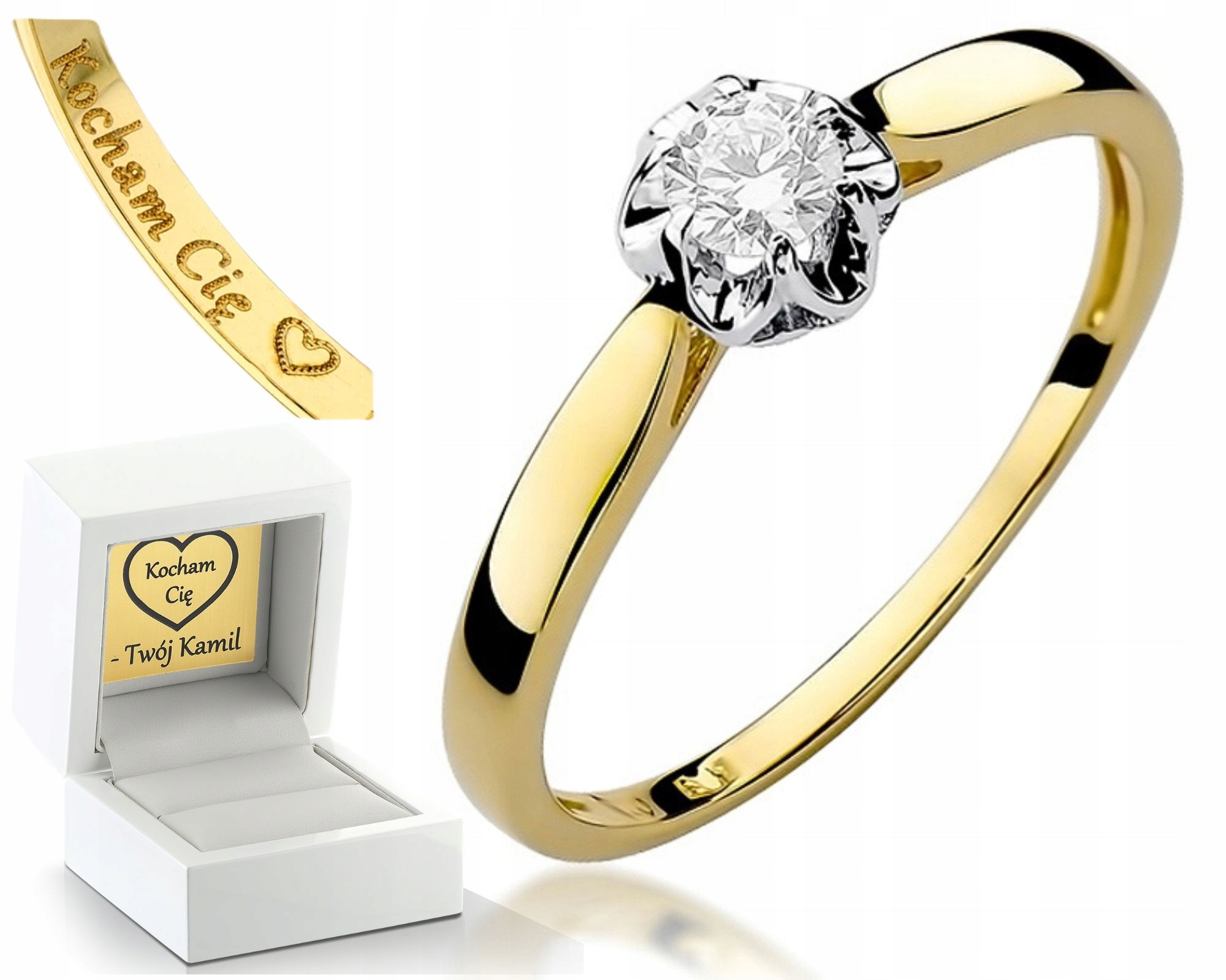 Zlatý Prstýnek S Briliantem 0,15 Ct 0,585 Zásnubní Dárek