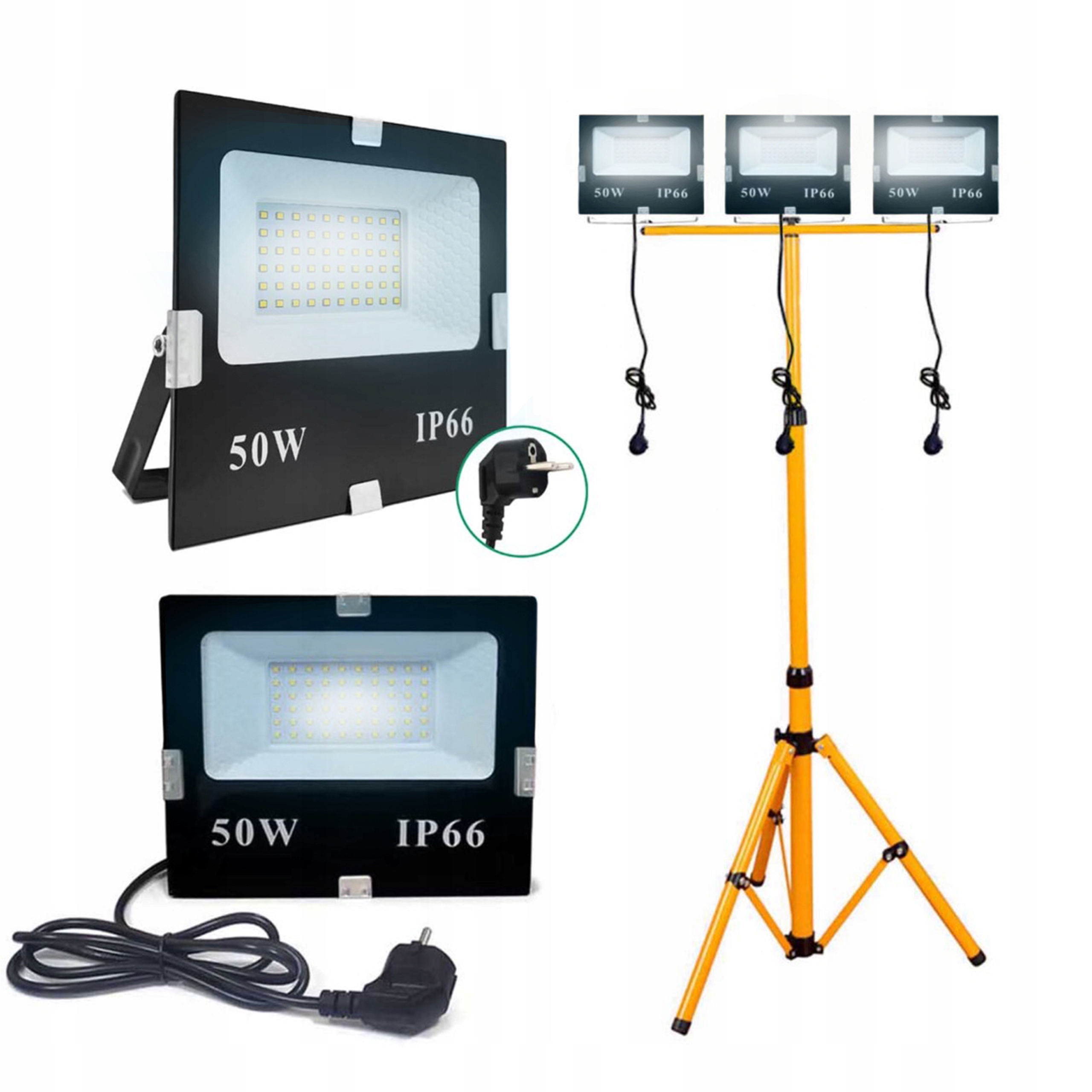 

Halogen Led 3X50W Statyw Roboczy Zimna Z Wtyczką