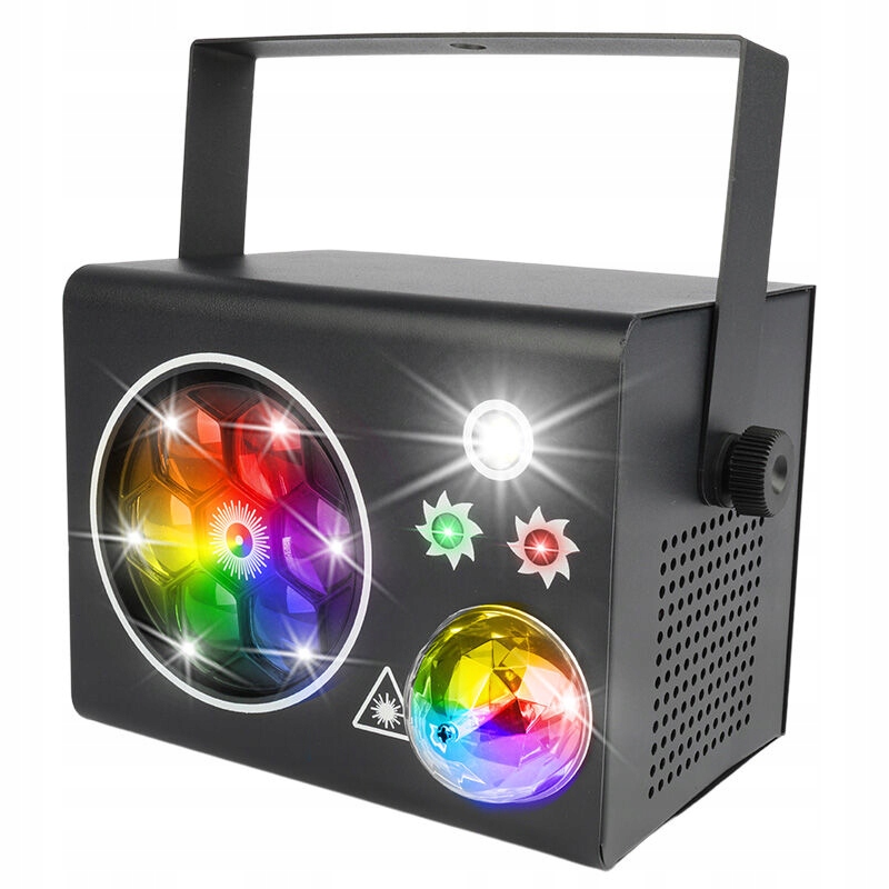 MULTIEFEKT ŚWIETLNY LED KULA DISCO RZUTNIK GOBO STROBOSKOP LASER NA IMPREZĘ