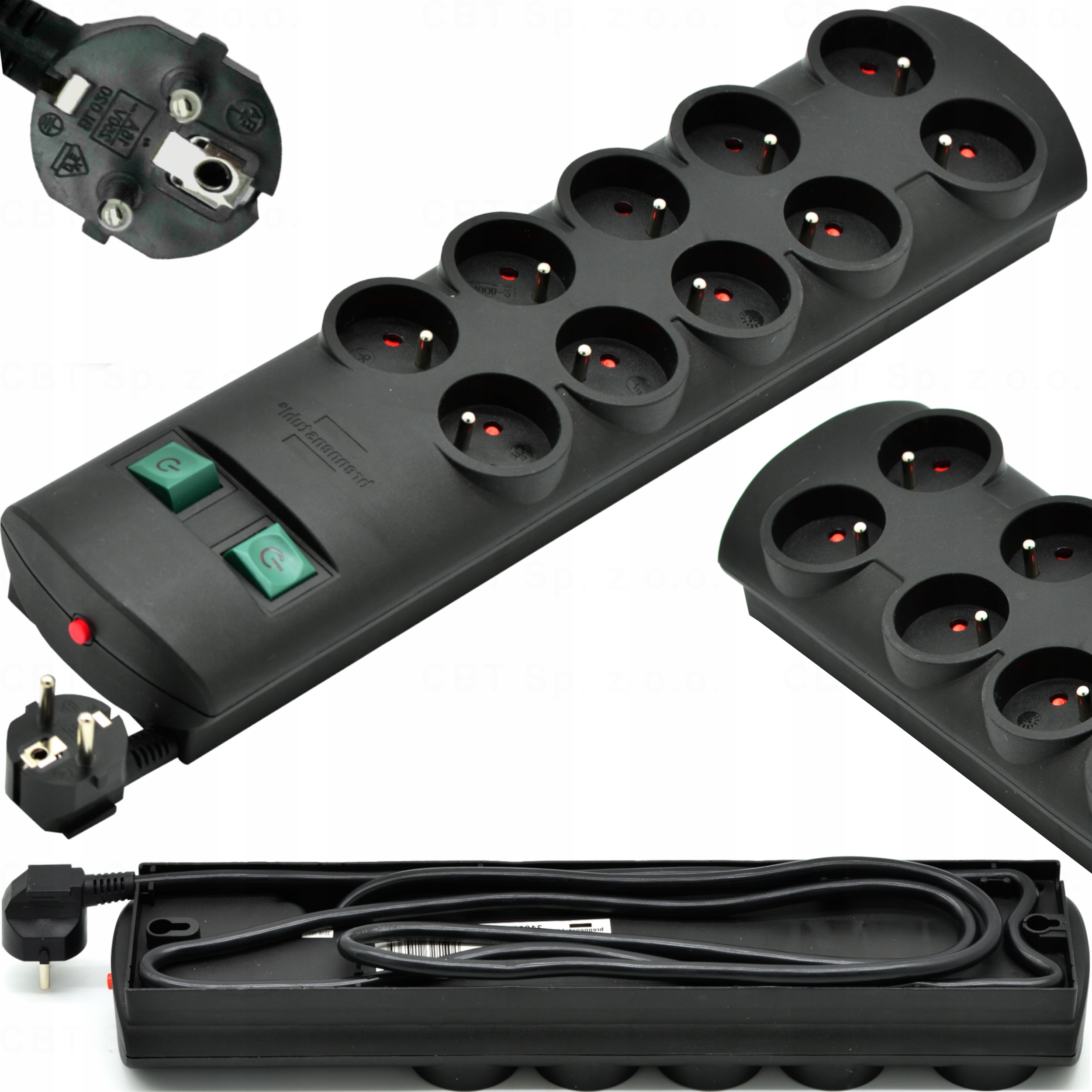 LISTWA ZASILAJĄCA Z ZABEZPIECZENIEM 10 GNIAZD 2m PRZEDŁUŻACZ ELEKTRYCZNY