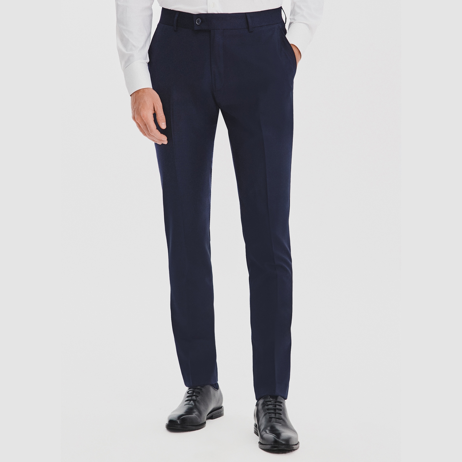 Tmavě modré pánské kalhoty s jemným kostkovaným vzorem Pako Lorente vel