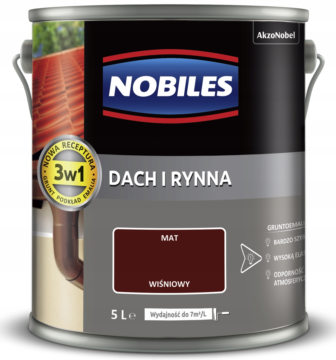 Nobiles Farba na maľovanie striech Strecha a žľab 5L Červená